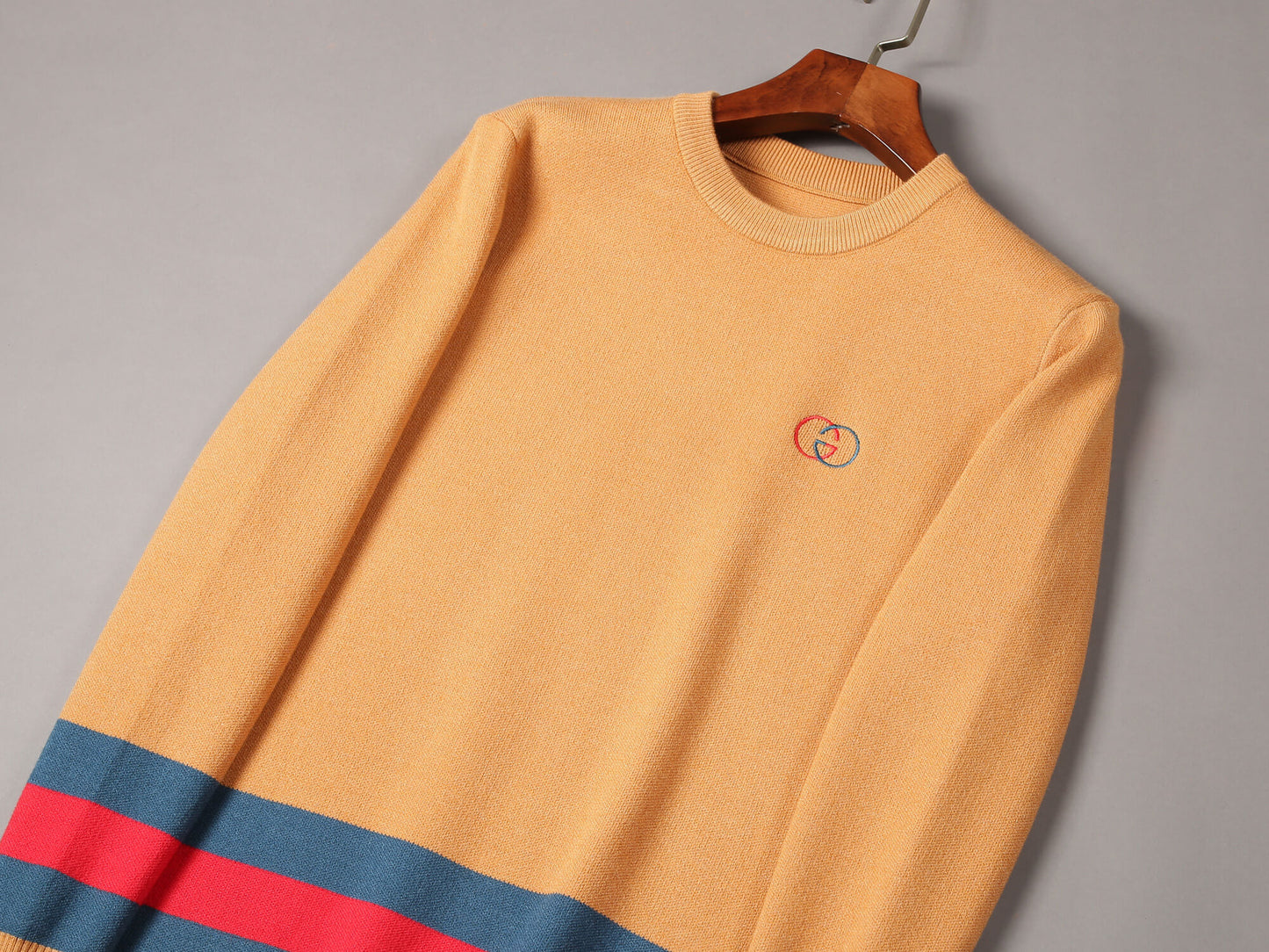 Gucci Web Stripe Yellow Wool Sweater