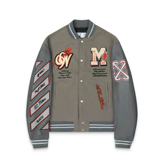 Ac Milan x Off White Grey Varsity Jacket