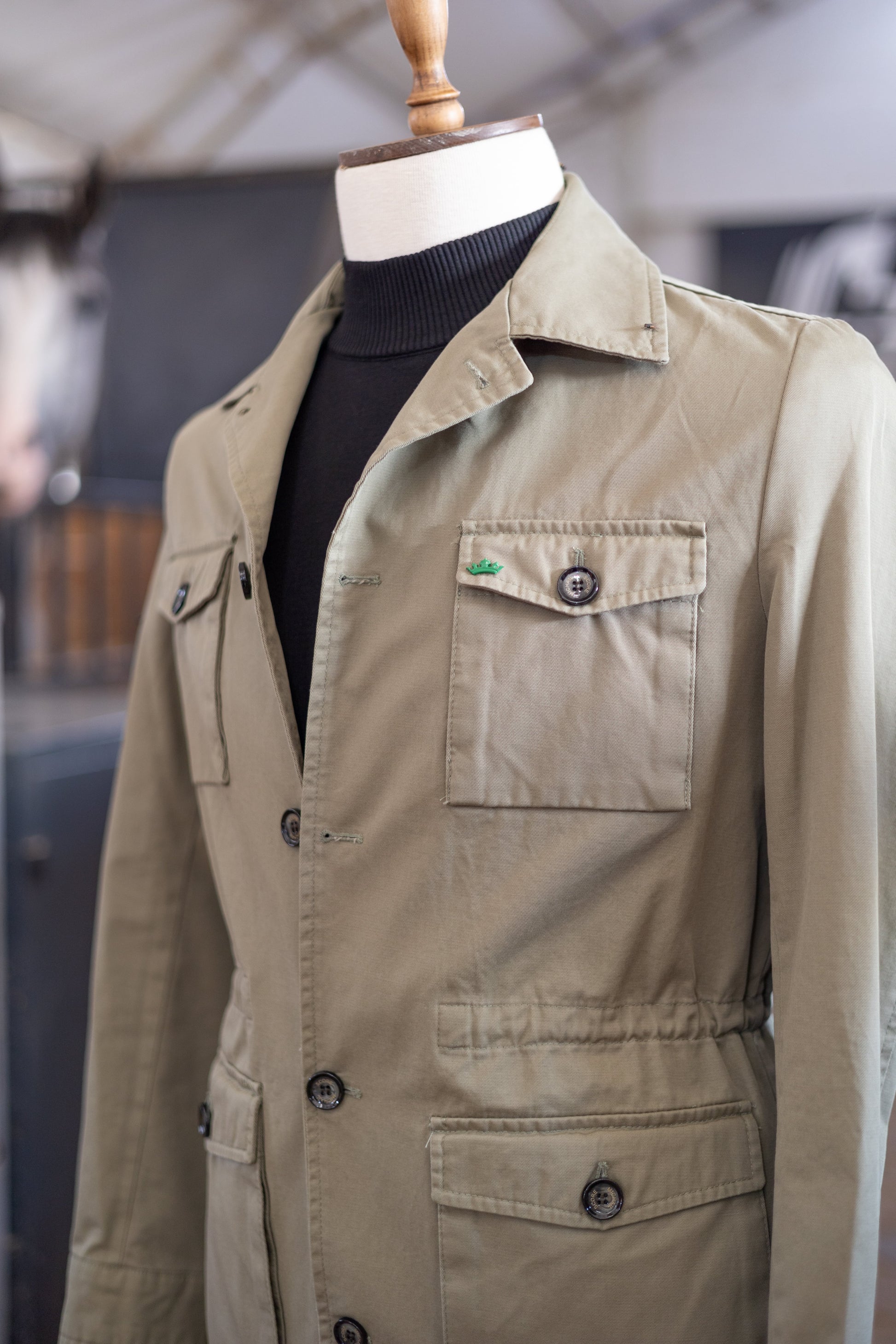 Men’s Beige Field Jacket in cotton-polyester blend, offering style and comfort for fall and winter wear.