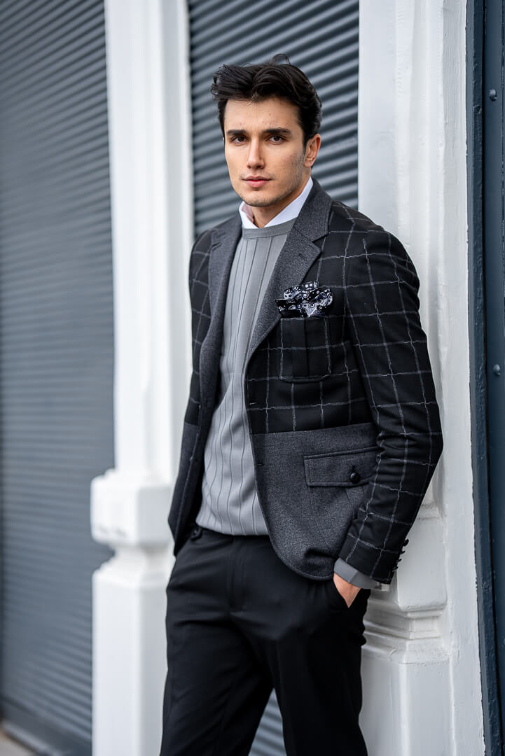 Black-Gray Checked Men's Jacket