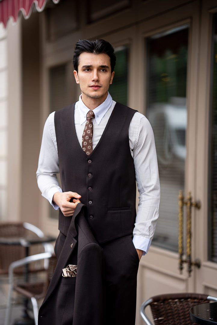 Brown Double-Breasted Men's Suit.