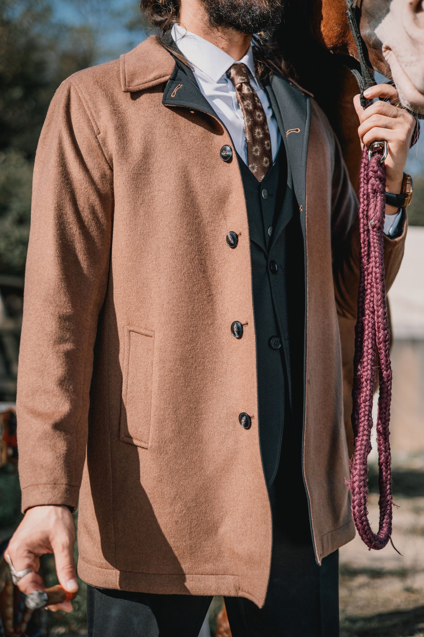 Camel Coat in wool-viscose blend, offering warmth and elegance for winter wear.