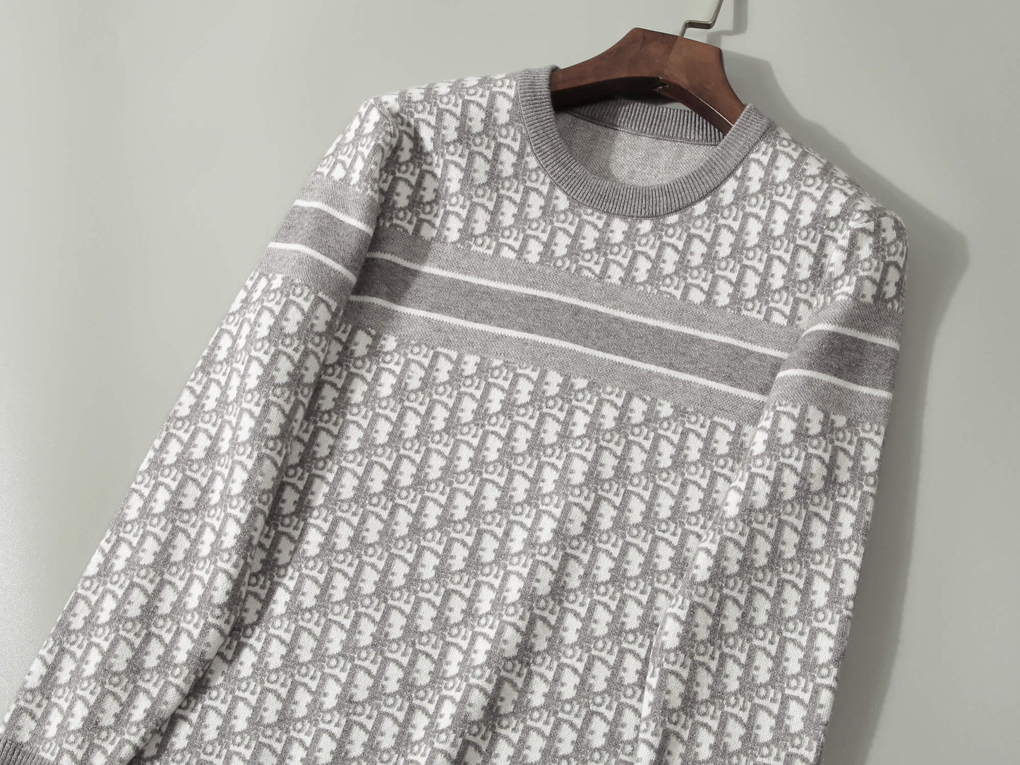 Christian Dior Oblique Gray White Jacquard Sweater