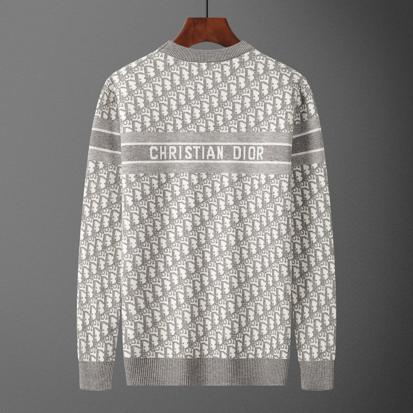 Christian Dior Oblique Gray White Jacquard Sweater