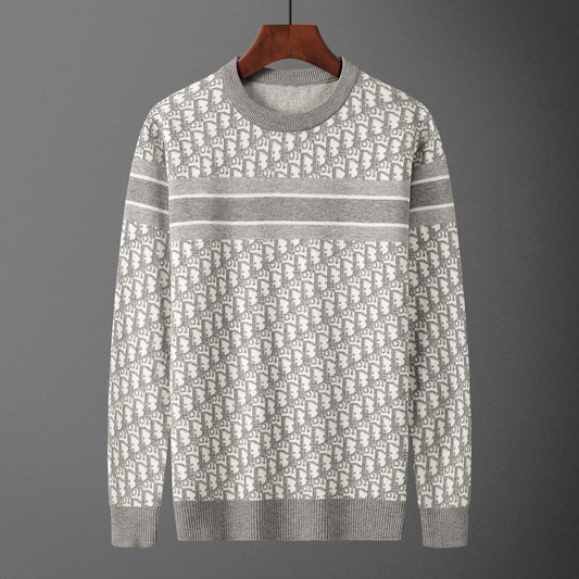 Christian Dior Oblique Gray White Jacquard Sweater