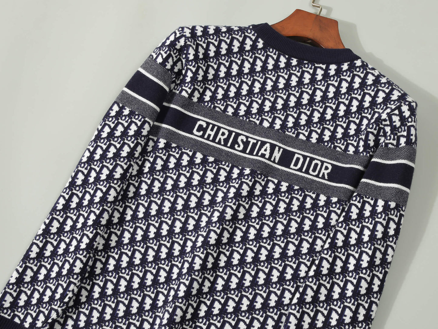 Christian Dior Oblique Navy White Jacquard Sweater