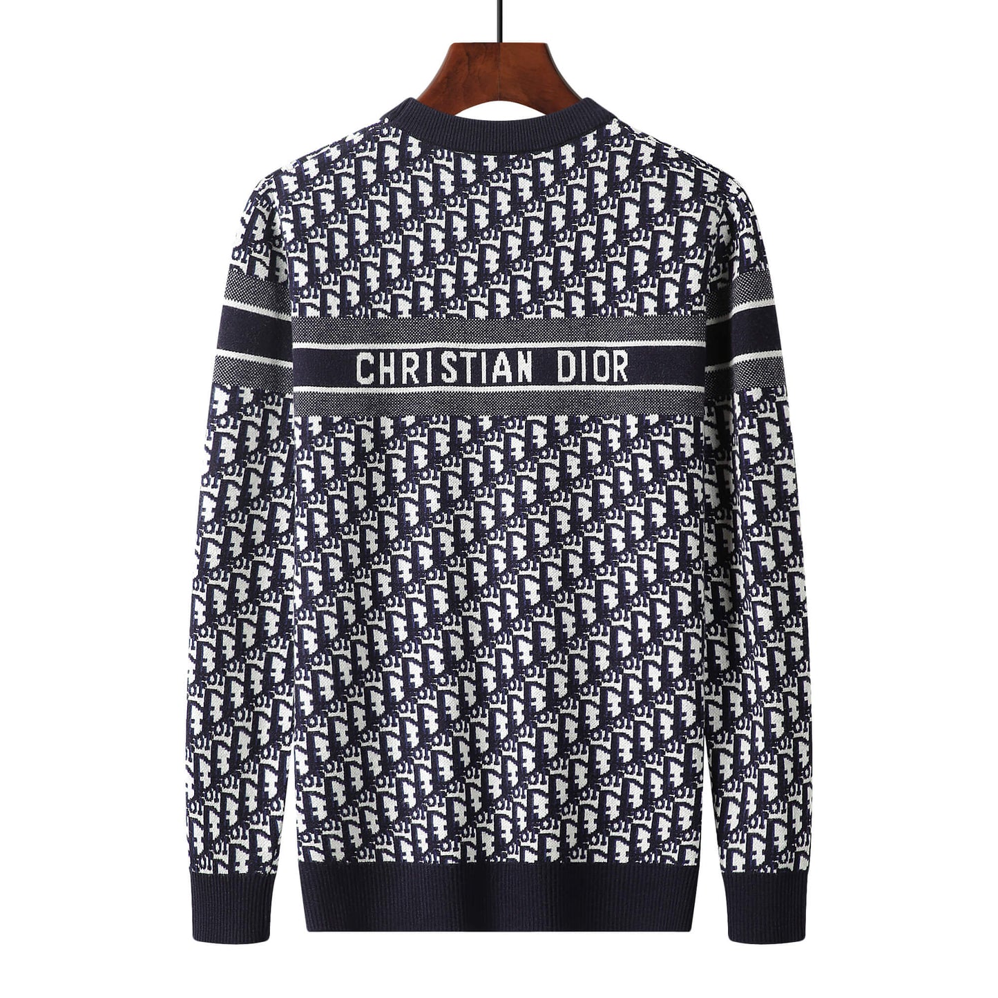 Christian Dior Oblique Navy White Jacquard Sweater