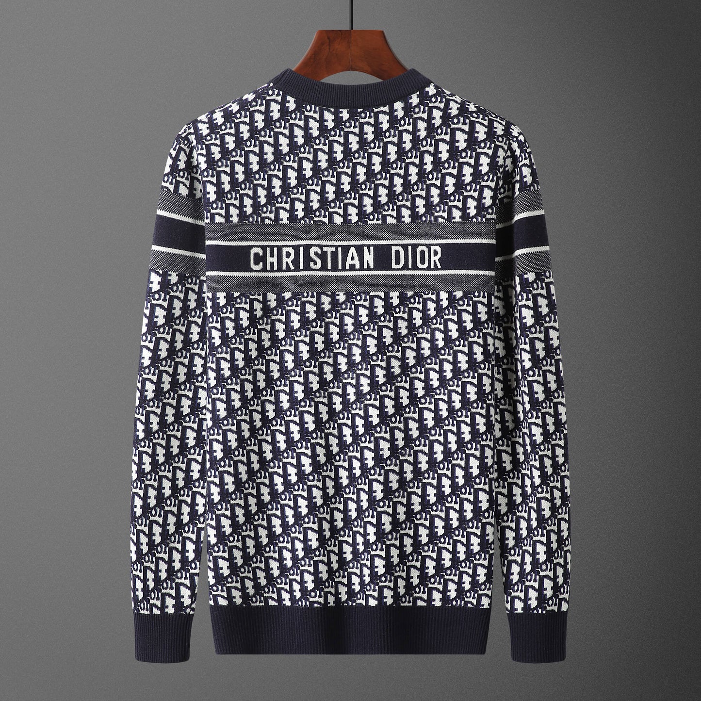 Christian Dior Oblique Navy White Jacquard Sweater