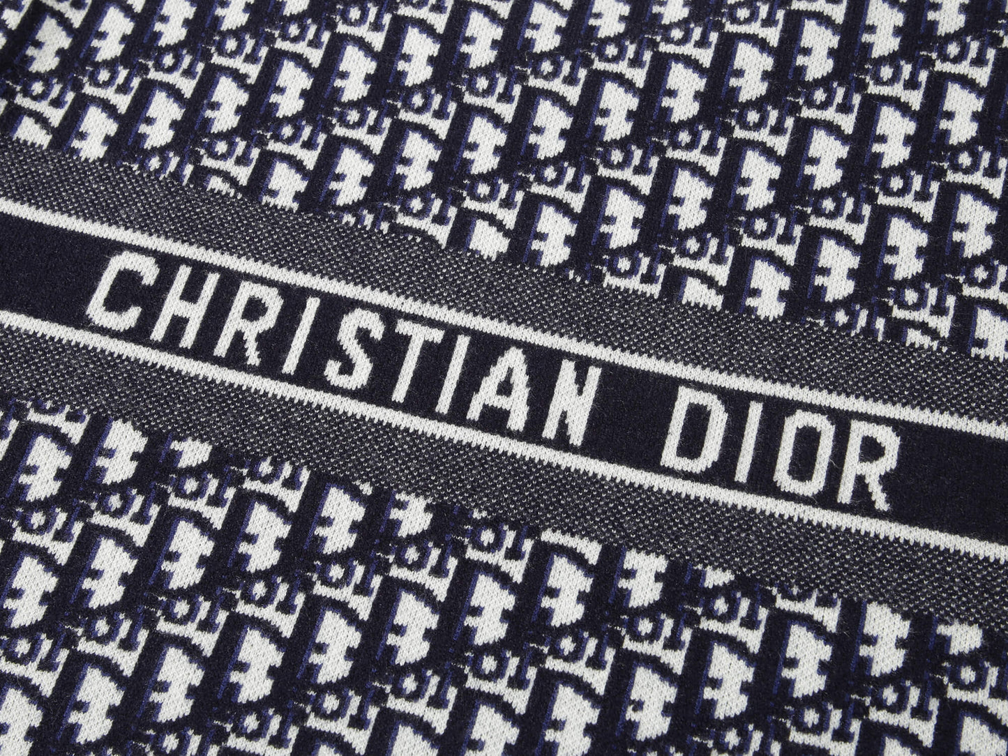 Christian Dior Oblique Navy White Jacquard Sweater