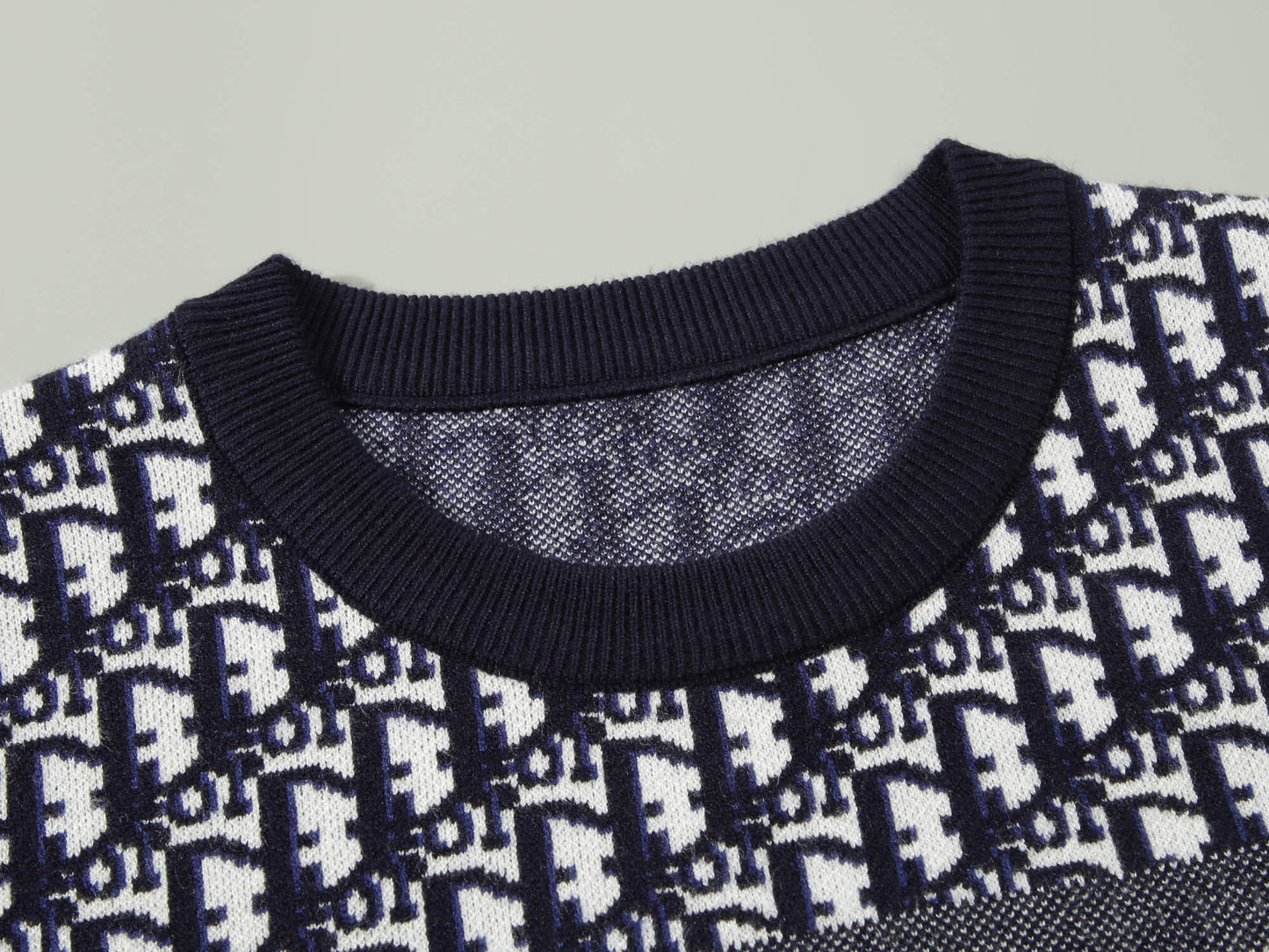 Christian Dior Oblique Navy White Jacquard Sweater