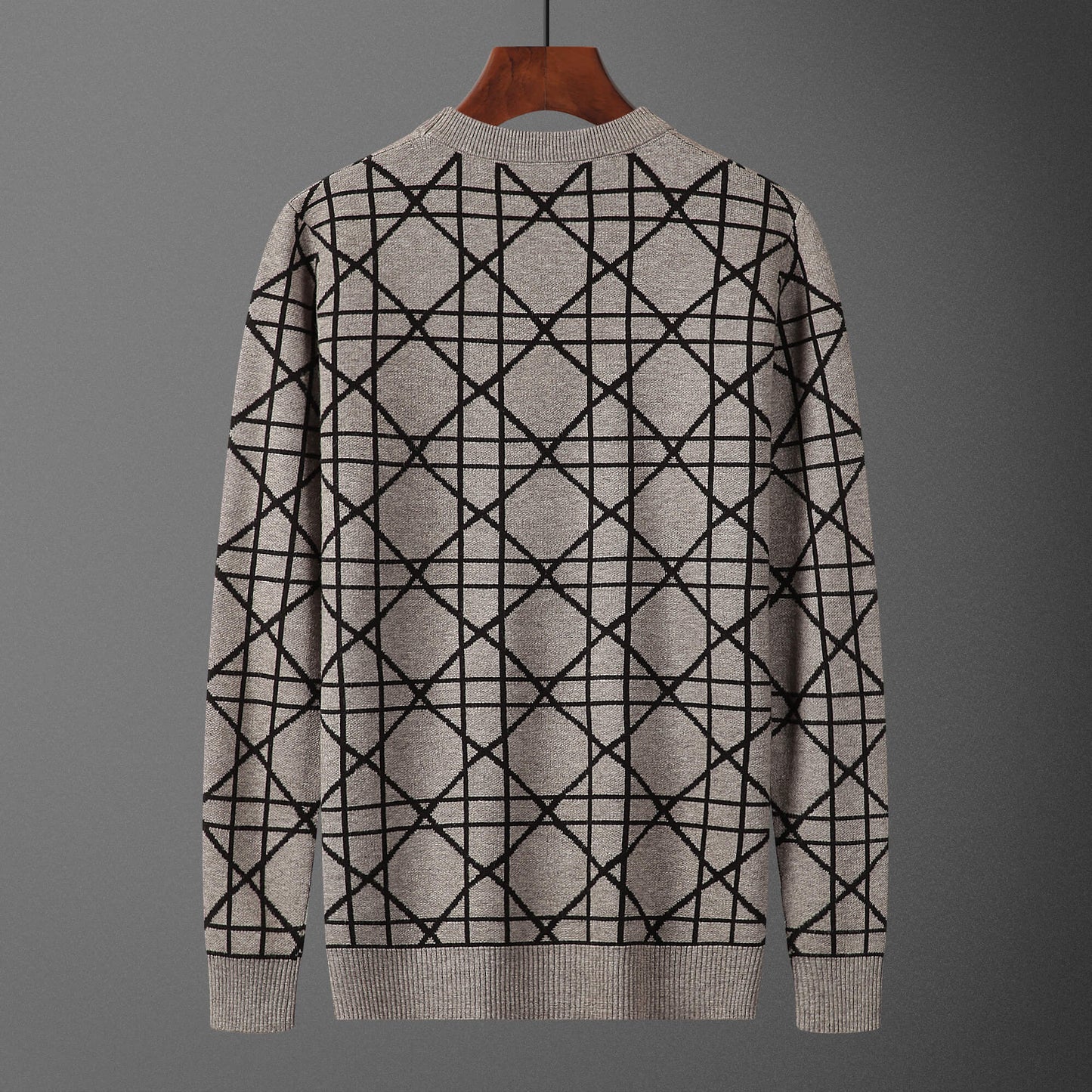 Christian Dior Style Geometric Pattern Sweater in Taupe