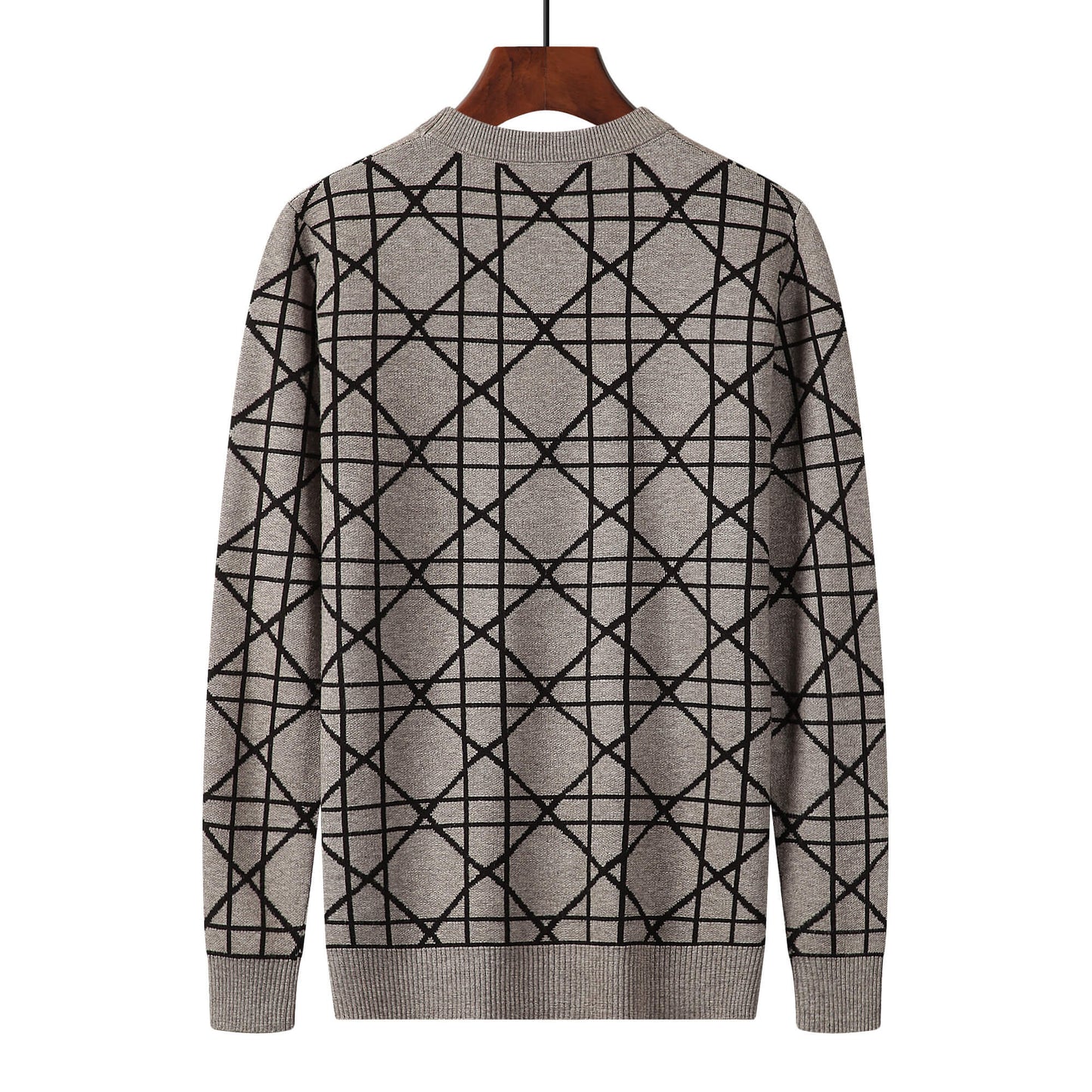 Christian Dior Style Geometric Pattern Sweater in Taupe