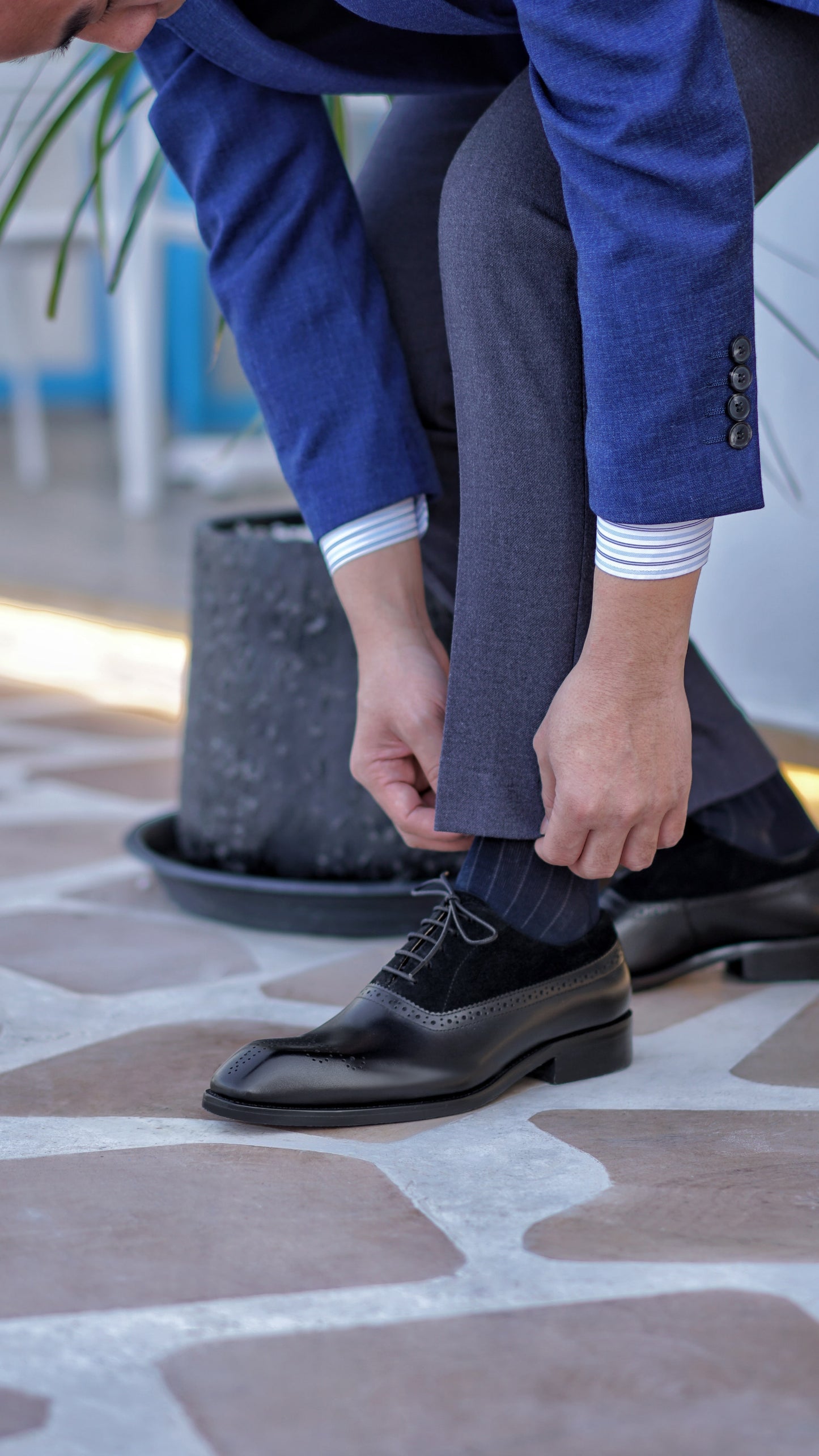 Zapatos oxford brogue negros clásicos