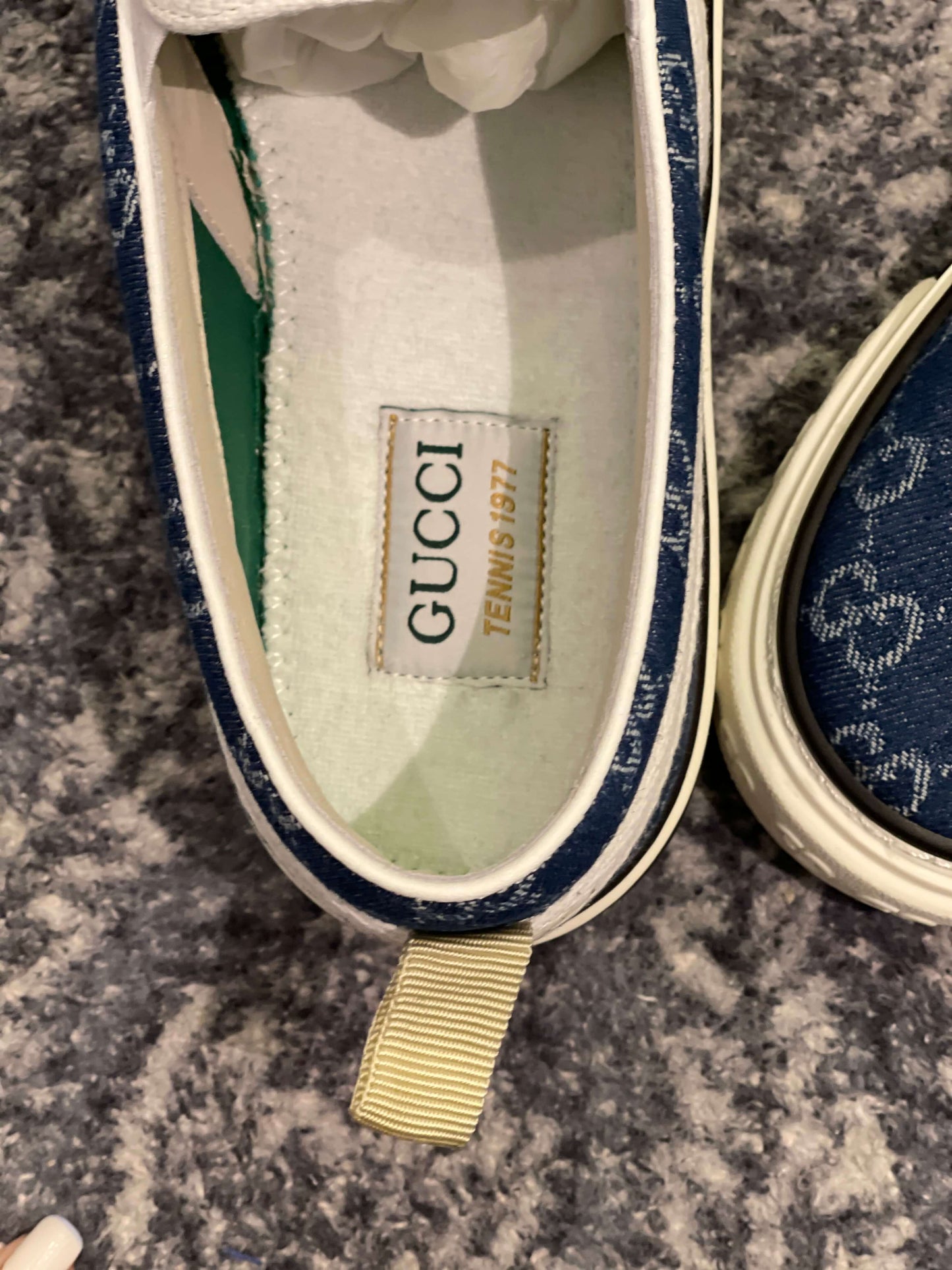 GUCCI Tennis 1977 Denim Slip On Sneakers