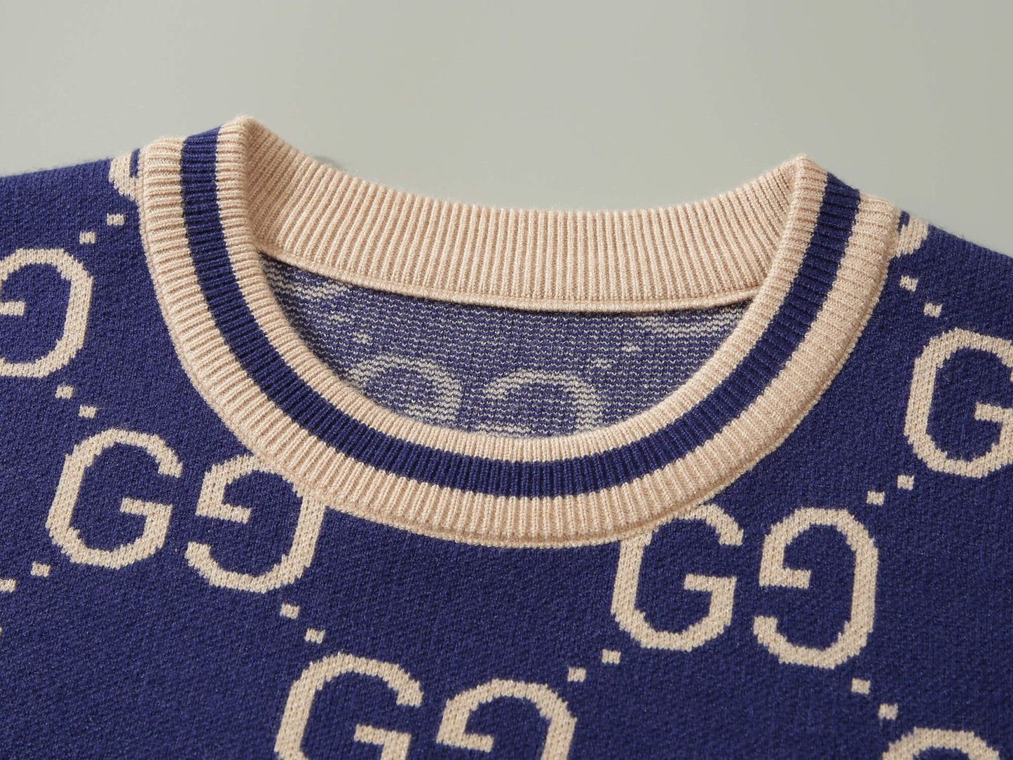 Gucci GG Jacquard Blue Wool Sweater