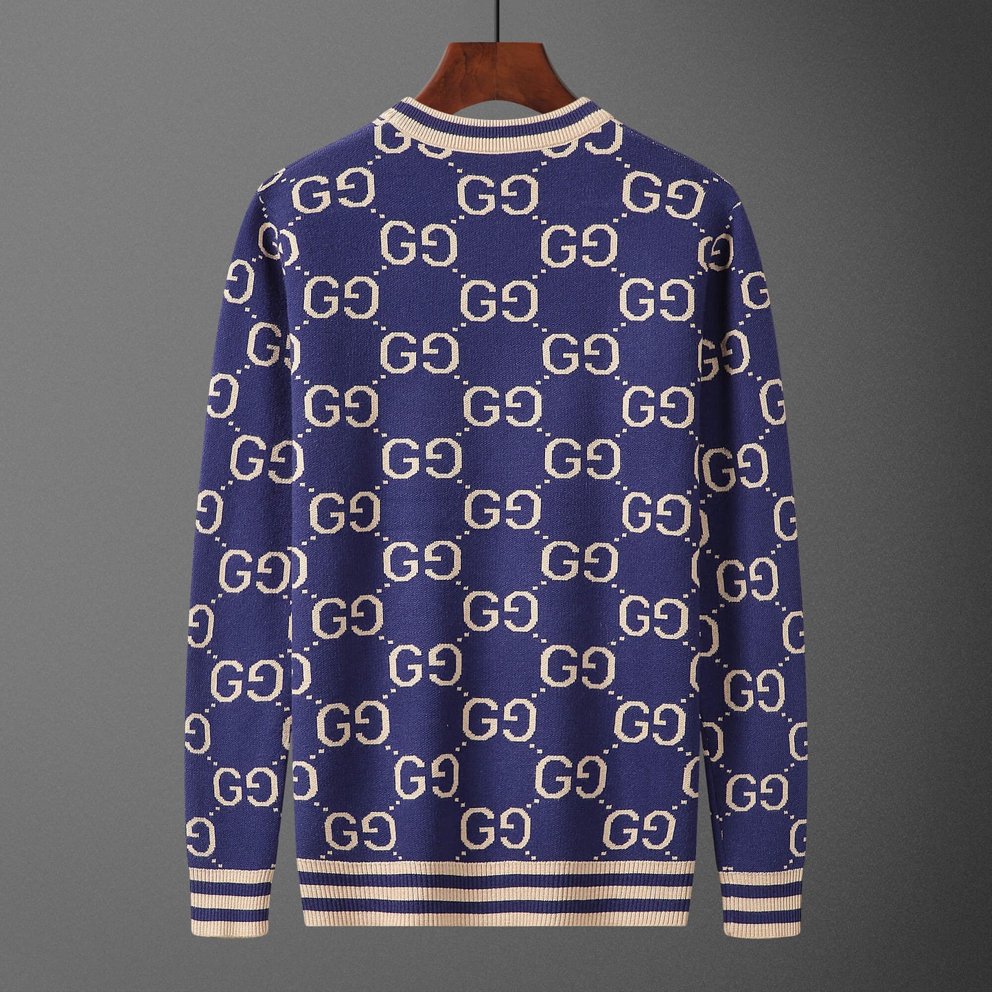 Gucci GG Jacquard Blue Wool Sweater