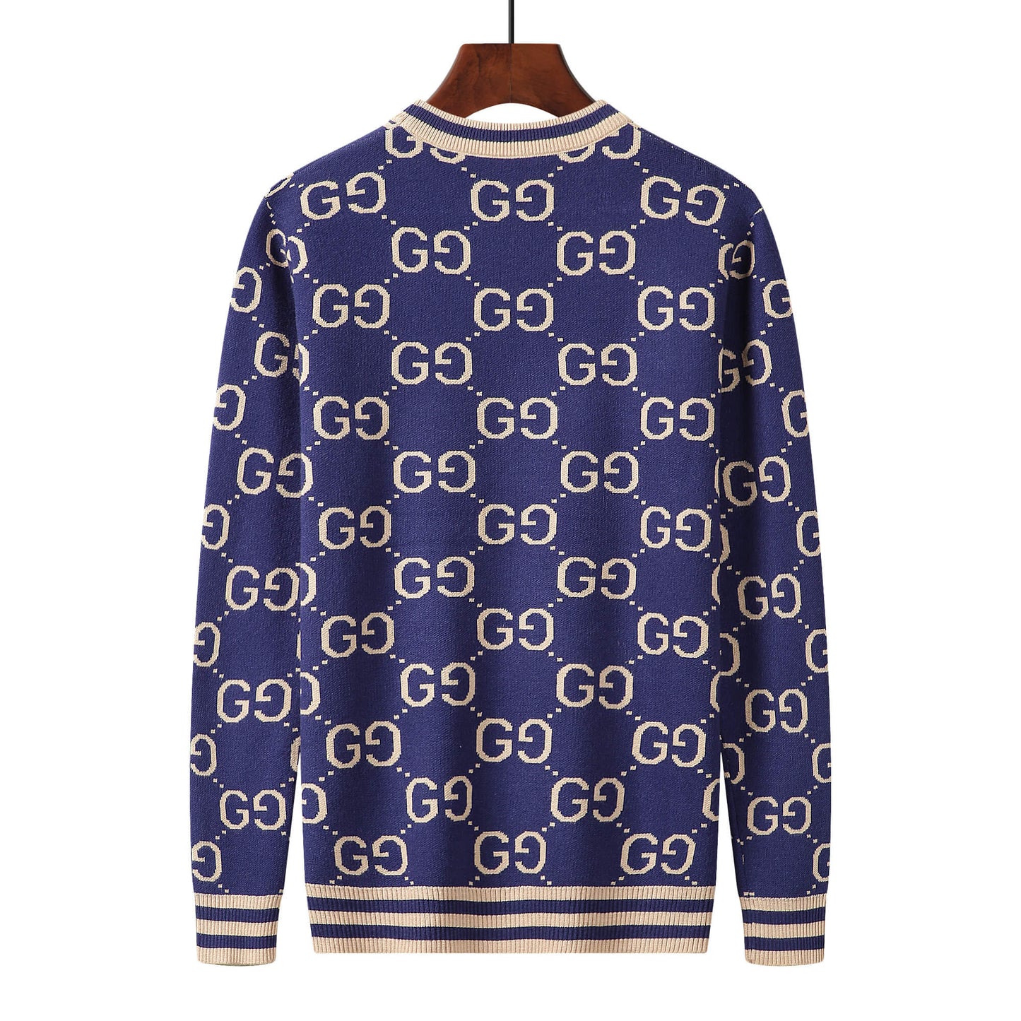 Gucci GG Jacquard Blue Wool Sweater