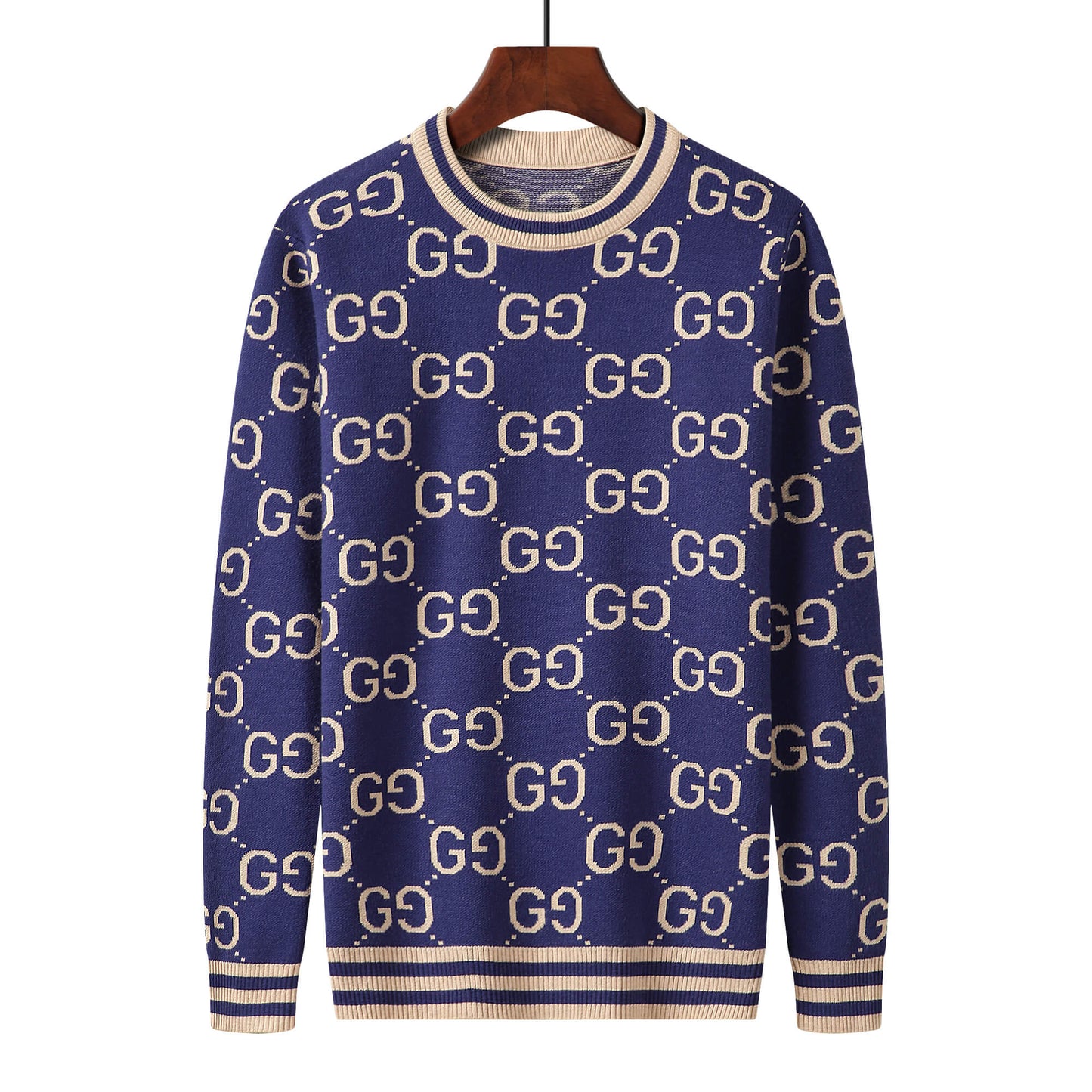 Gucci GG Jacquard Blue Wool Sweater