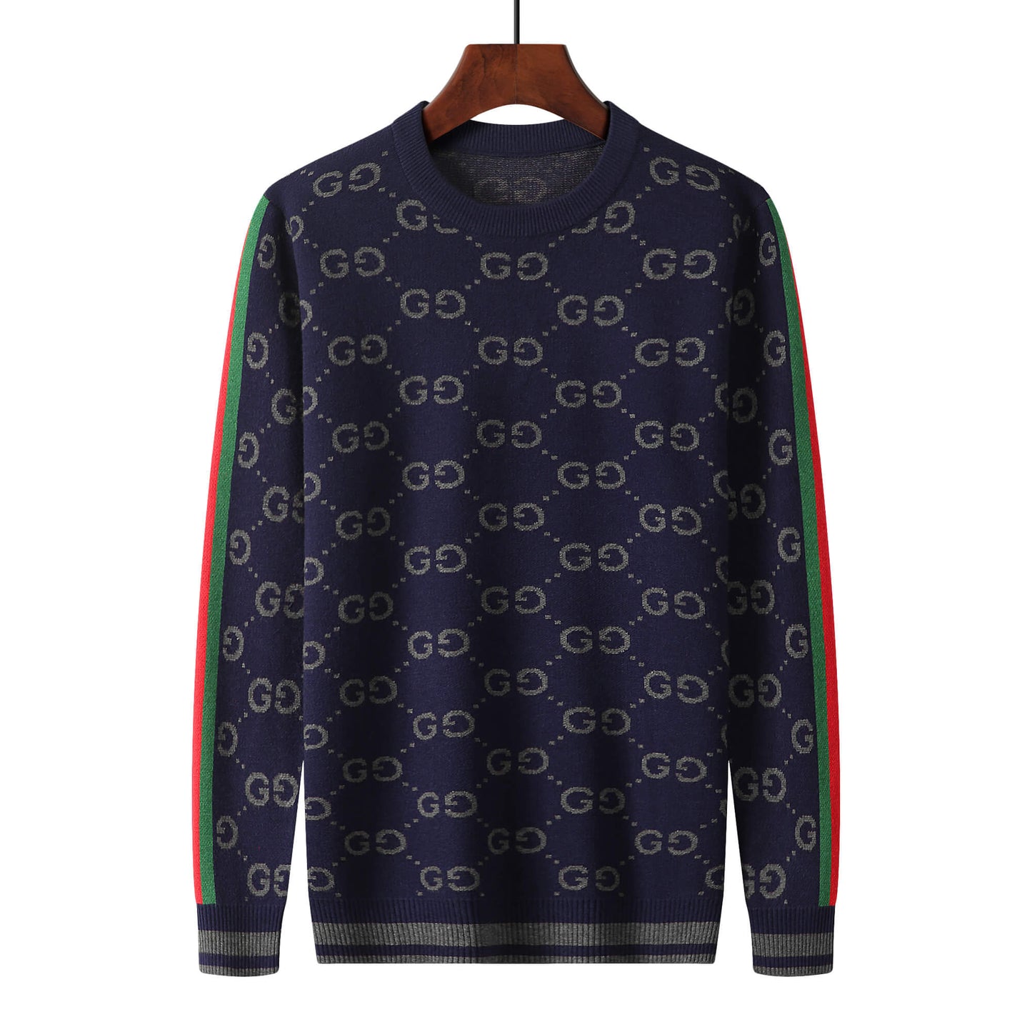 Gucci GG Jacquard Navy Blue Wool Sweater