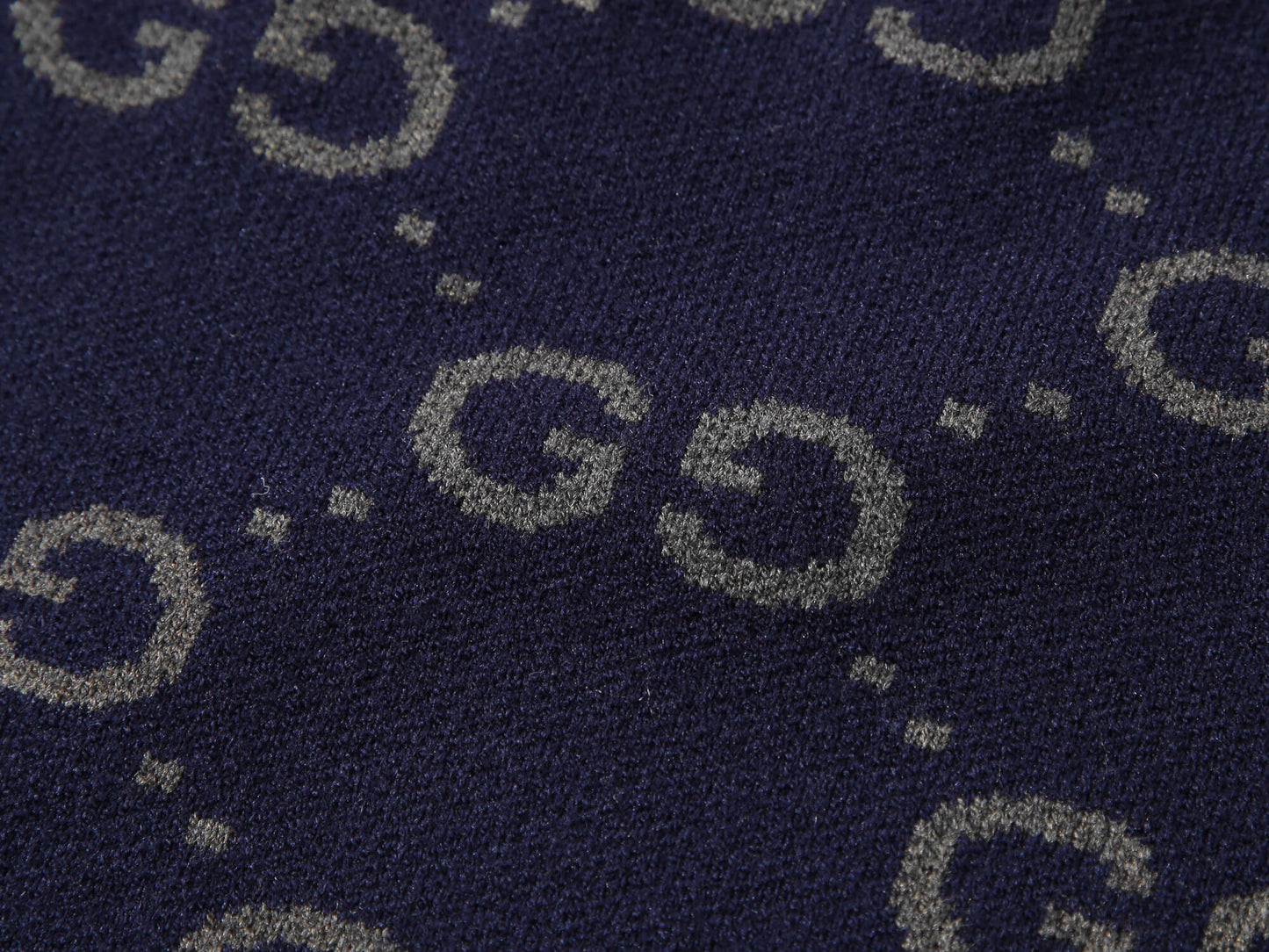 Gucci GG Jacquard Navy Blue Wool Sweater