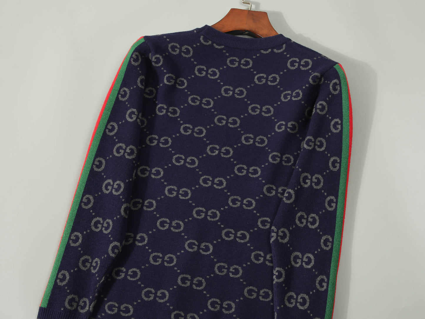 Gucci GG Jacquard Navy Blue Wool Sweater