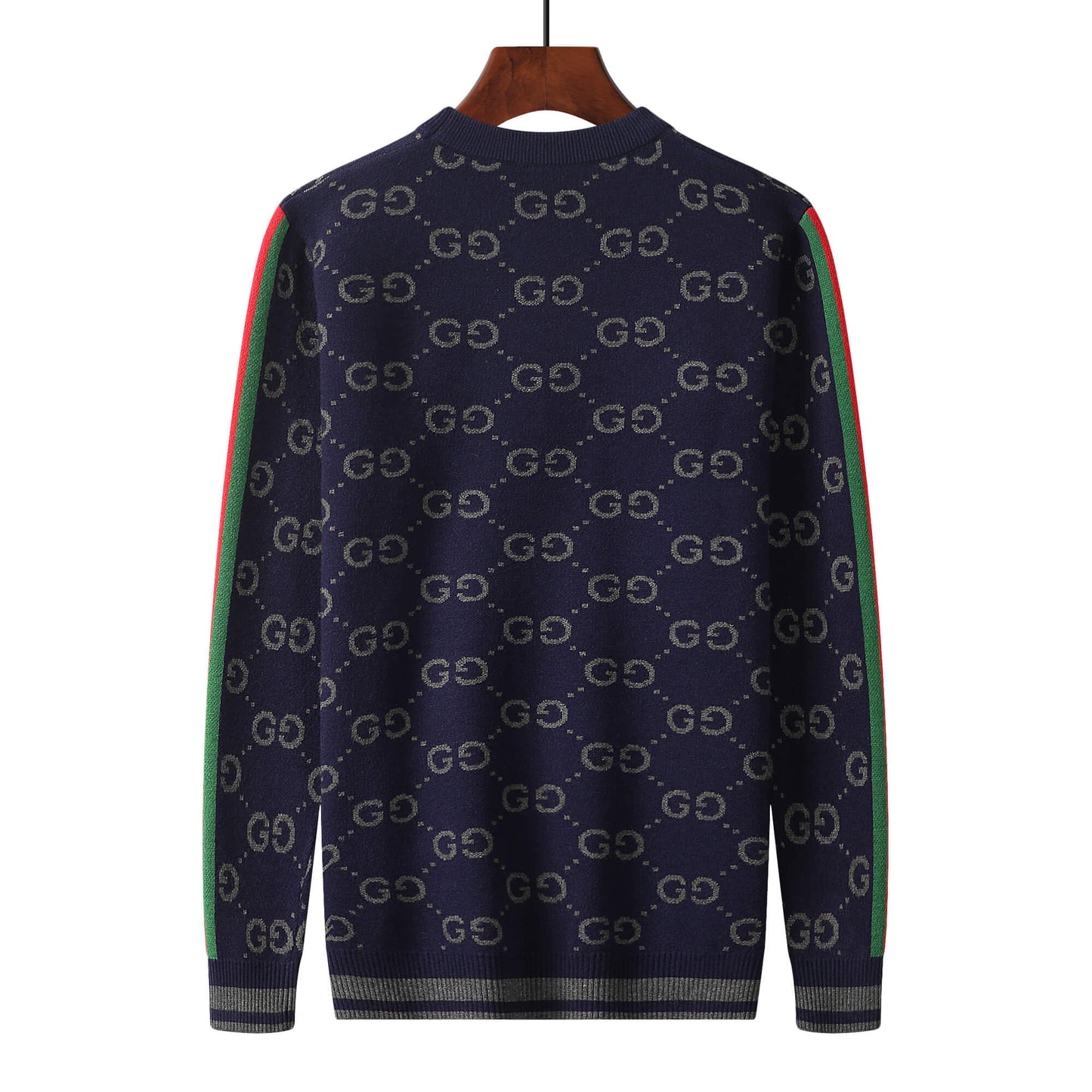 Gucci GG Jacquard Navy Blue Wool Sweater