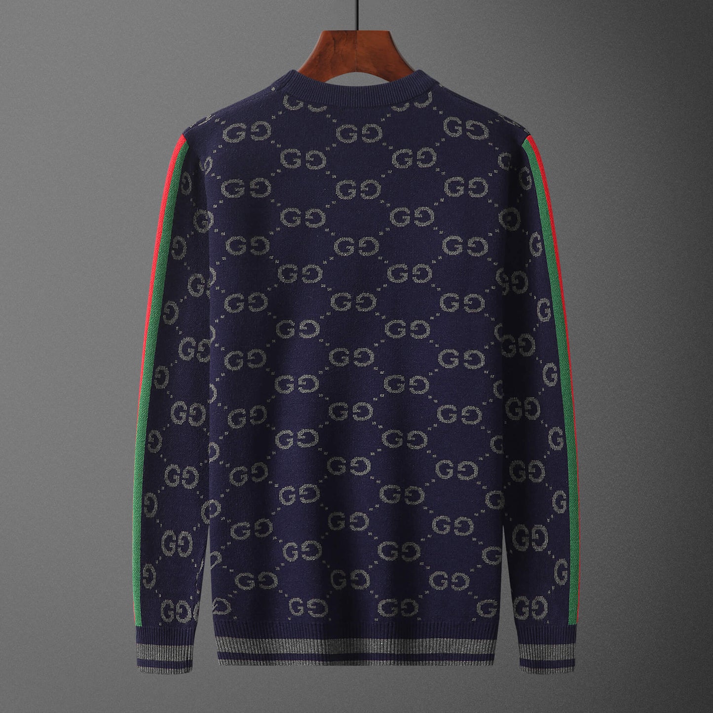 Gucci GG Jacquard Navy Blue Wool Sweater