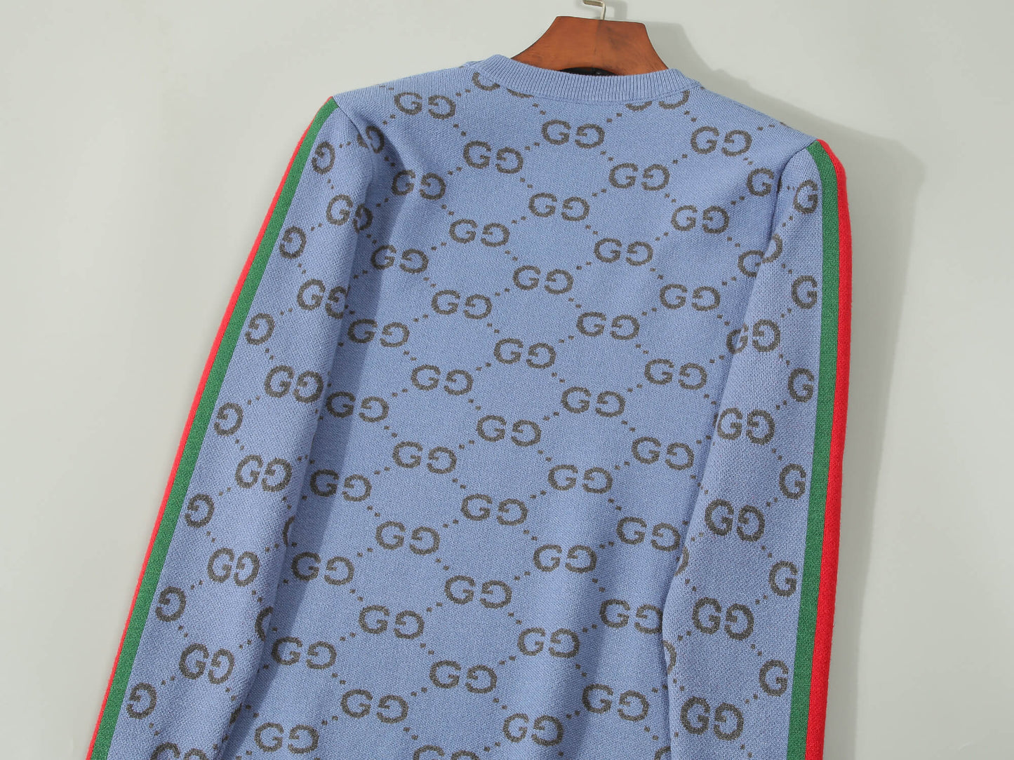 Gucci GG Jacquard Soft Blue Wool Sweater