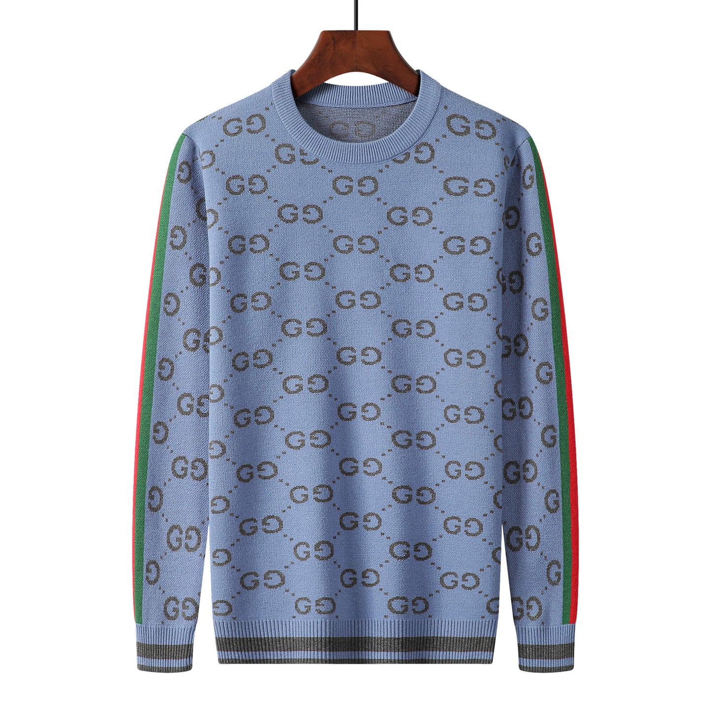 Gucci GG Jacquard Soft Blue Wool Sweater