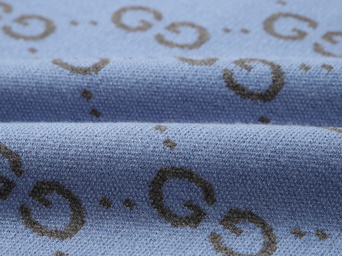 Gucci GG Jacquard Soft Blue Wool Sweater