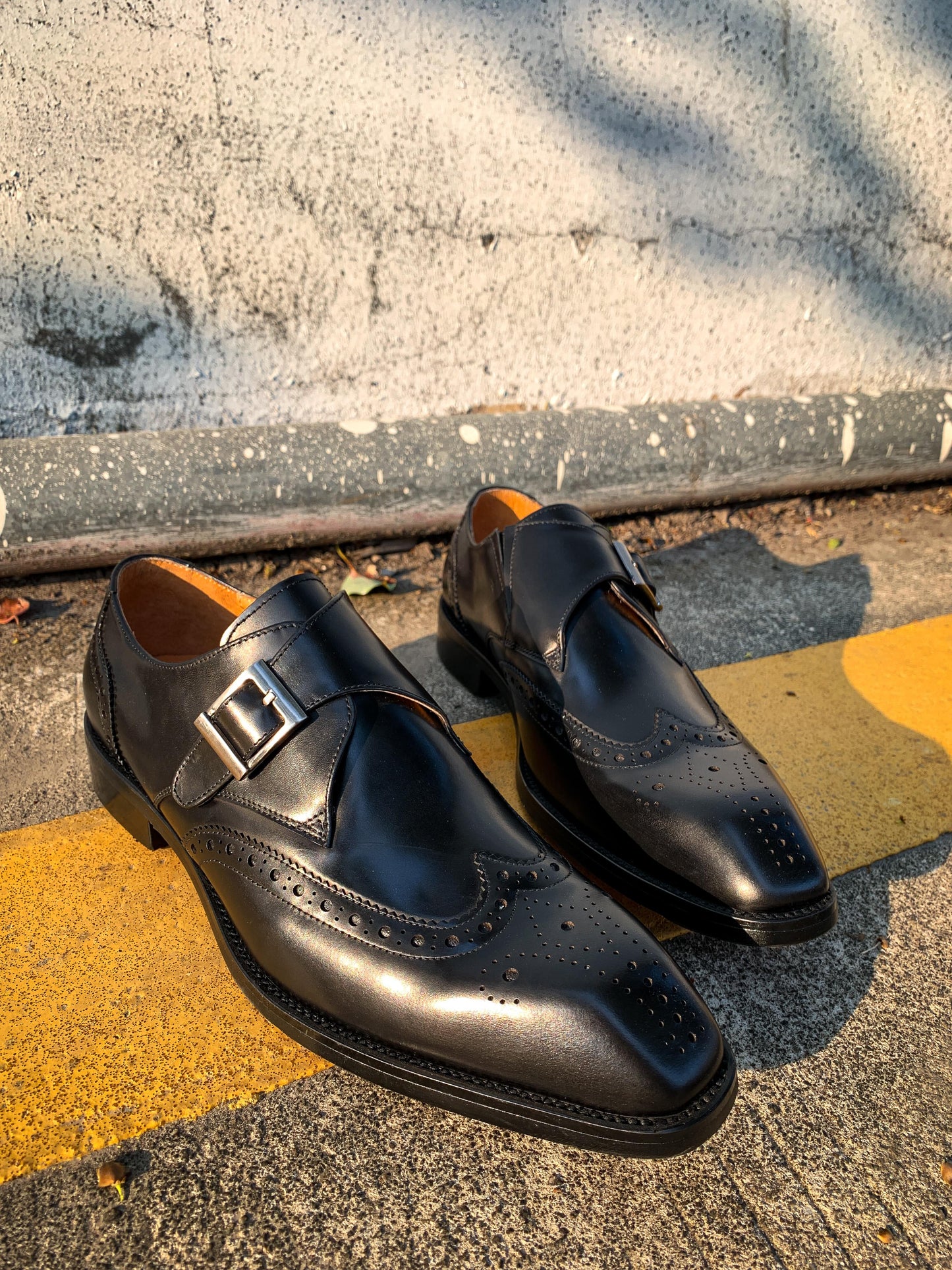 Imperial Patina Black Single Monk Straps