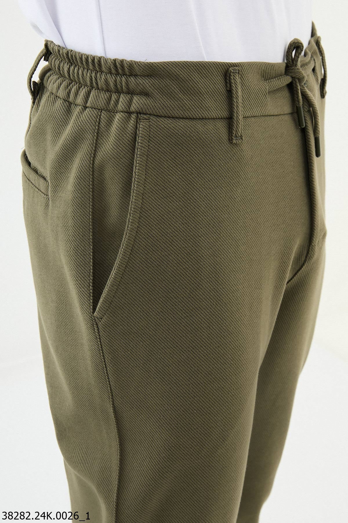 Khaki Men's Slim-Fit Drawstring Pants.