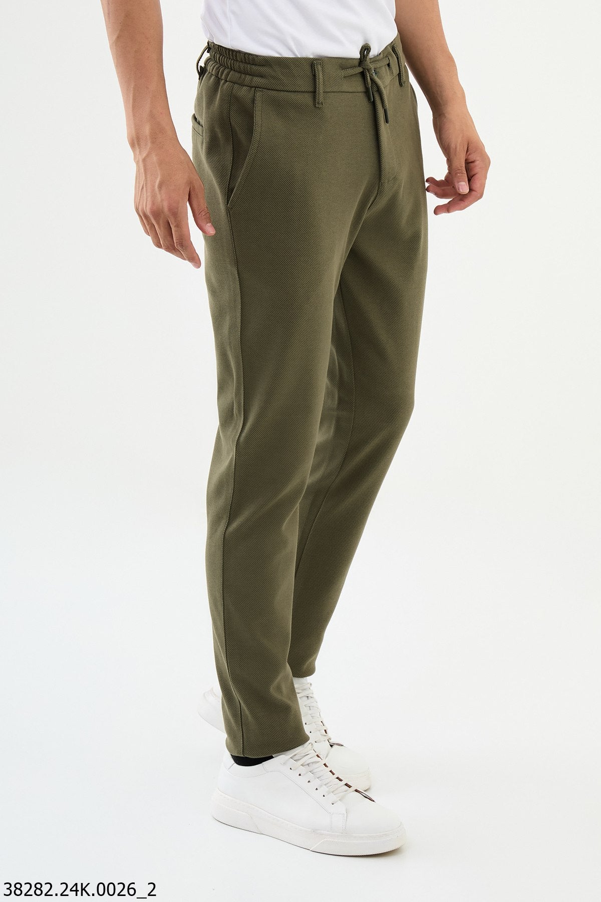 Khaki Men's Slim-Fit Drawstring Pants.