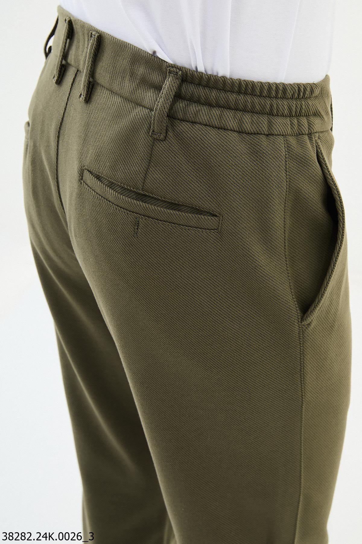 Khaki Men's Slim-Fit Drawstring Pants.