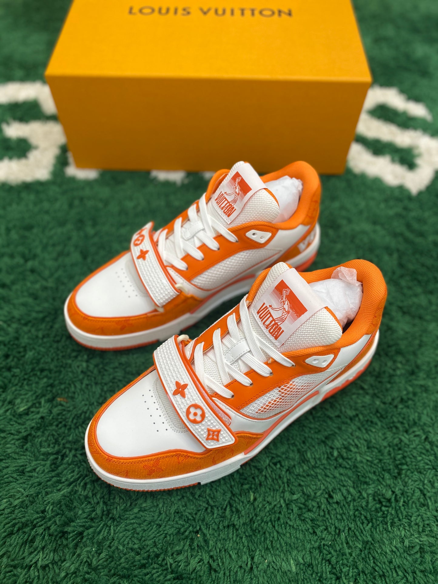 Louis Vuitton LV Trainer Denim Orange Mesh Sneaker