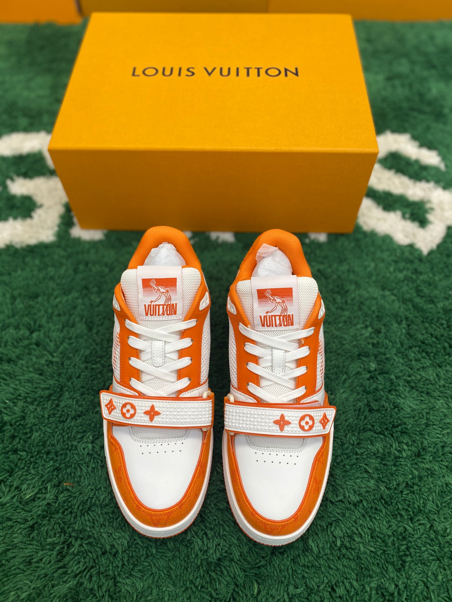 Louis Vuitton LV Trainer Denim Orange Mesh Sneaker