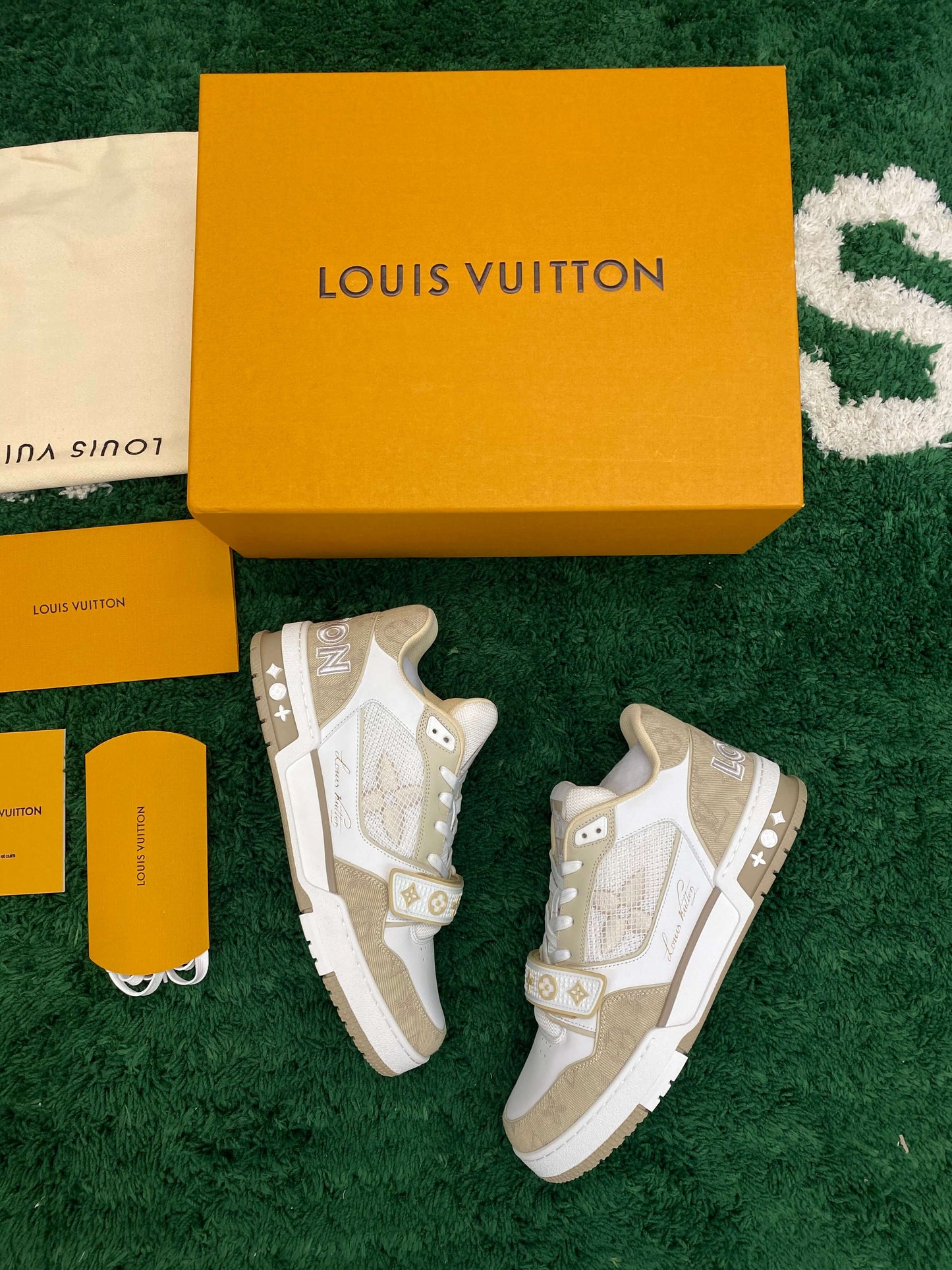 Louis Vuitton LV Trainer Velcro strap Monogram Denim Beige