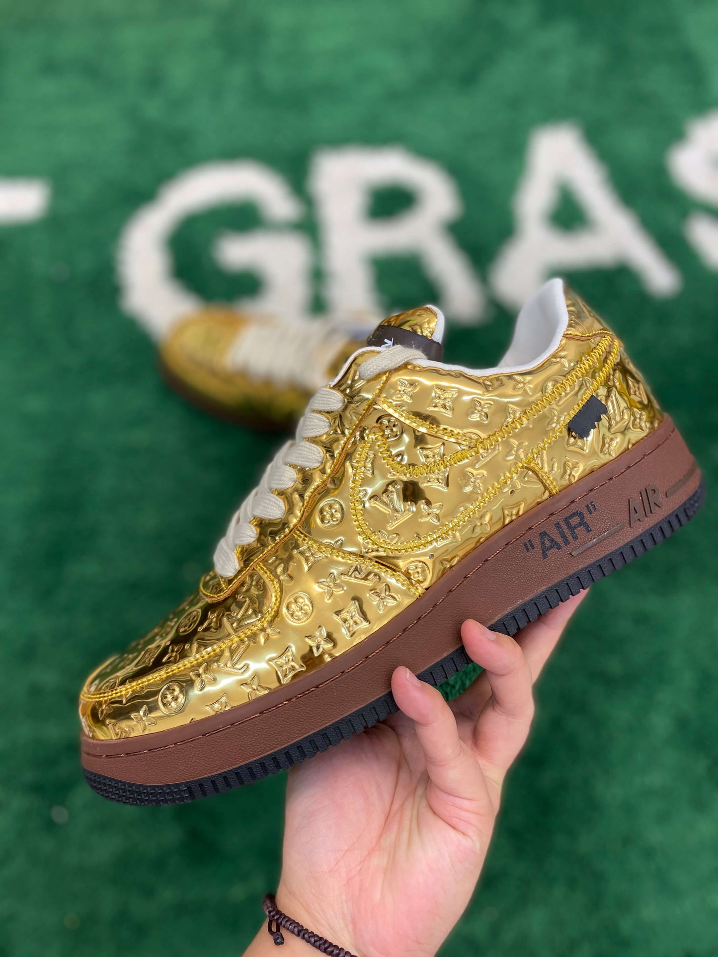 Louis Vuitton x Nike Air Force 1 "Metallic Gold" Sneaker