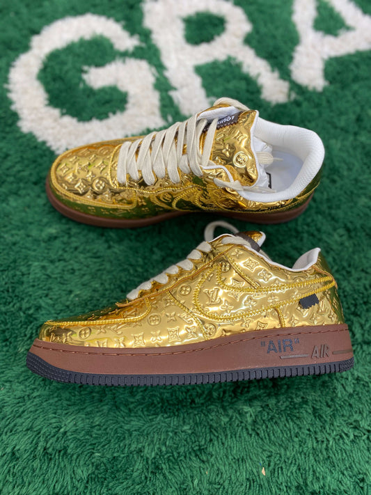 Louis Vuitton x Nike Air Force 1 "Metallic Gold" Sneaker