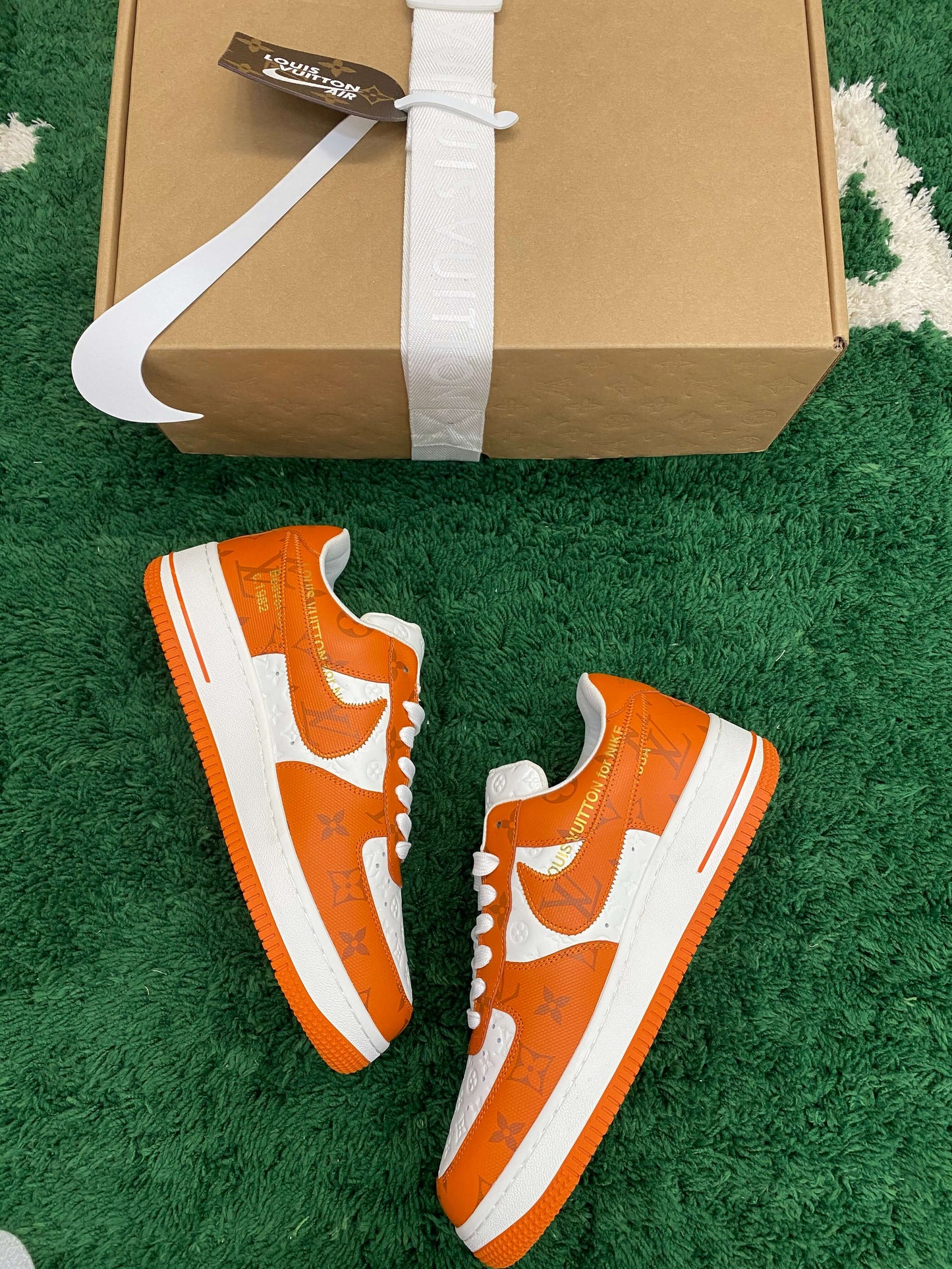 Louis Vuitton x Nike Air Force 1 White Orange Monogram Sneaker