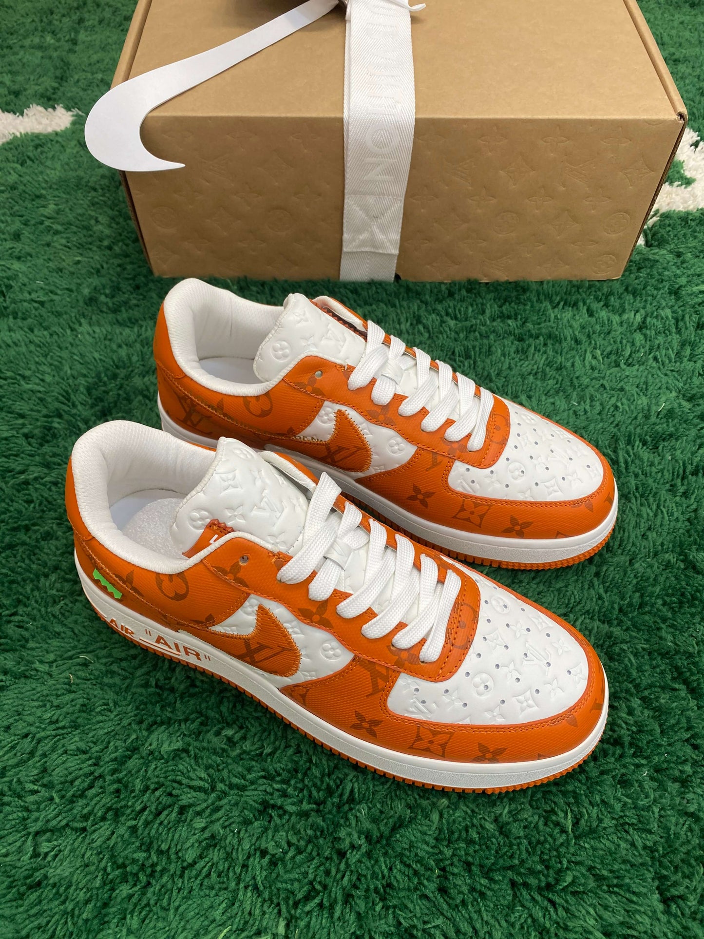 Louis Vuitton x Nike Air Force 1 White Orange Monogram Sneaker