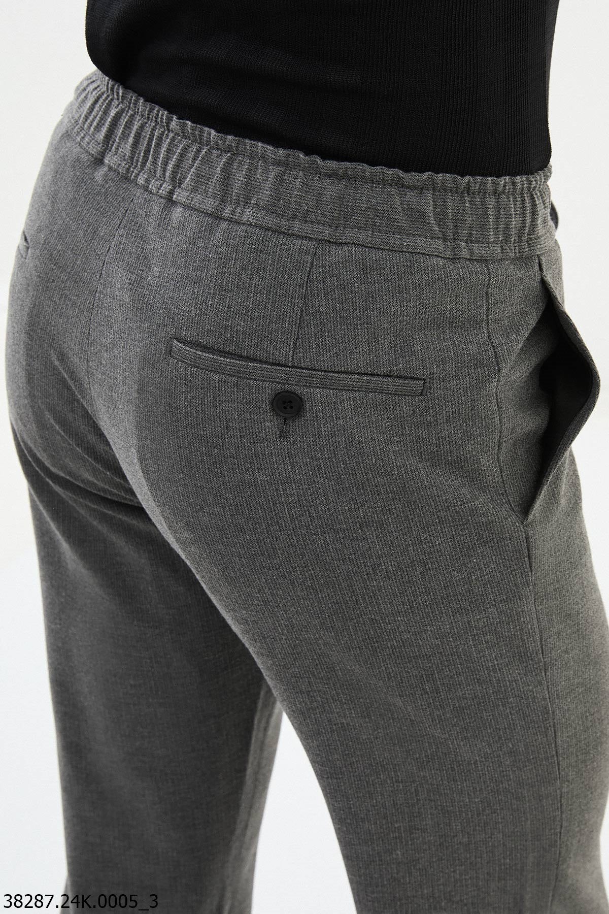 Men's Dark Gray Slim-Fit Elastic Drawstring Pants.