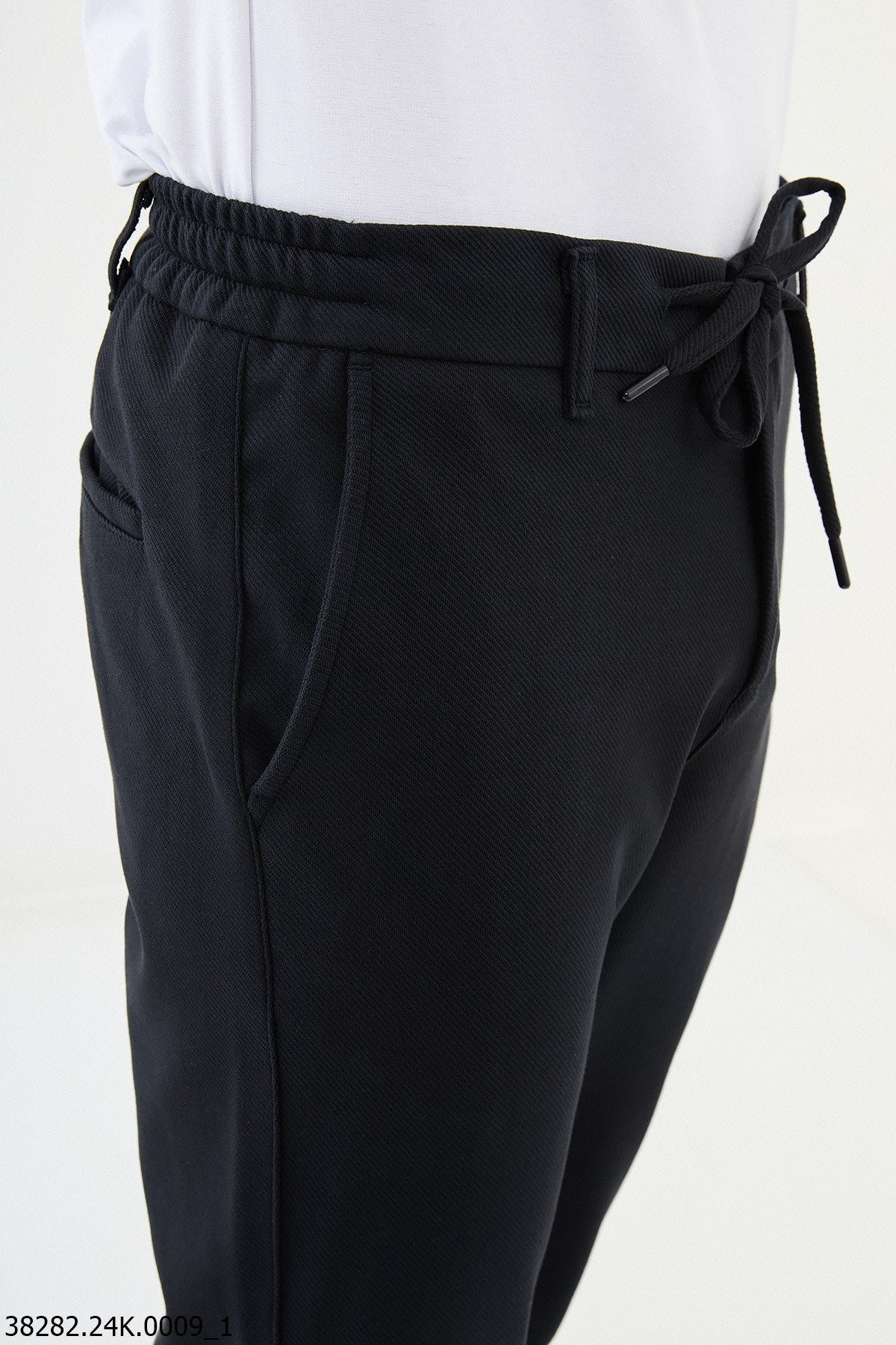 Men's Navy Blue Smart Casual Drawstring Pants