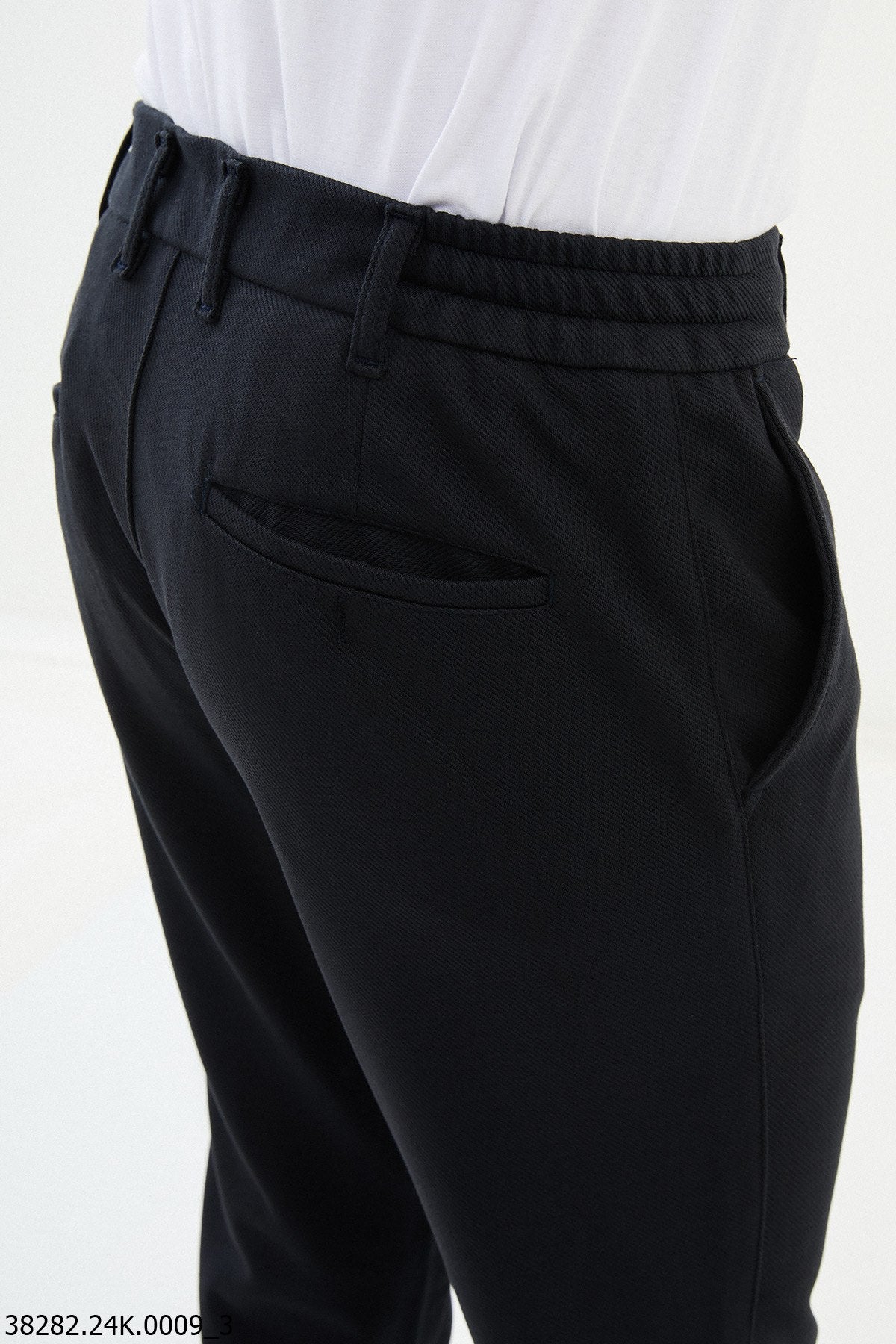 Men's Navy Blue Smart Casual Drawstring Pants