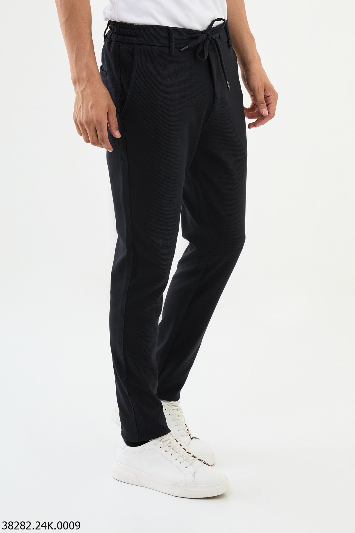 Men's Navy Blue Smart Casual Drawstring Pants