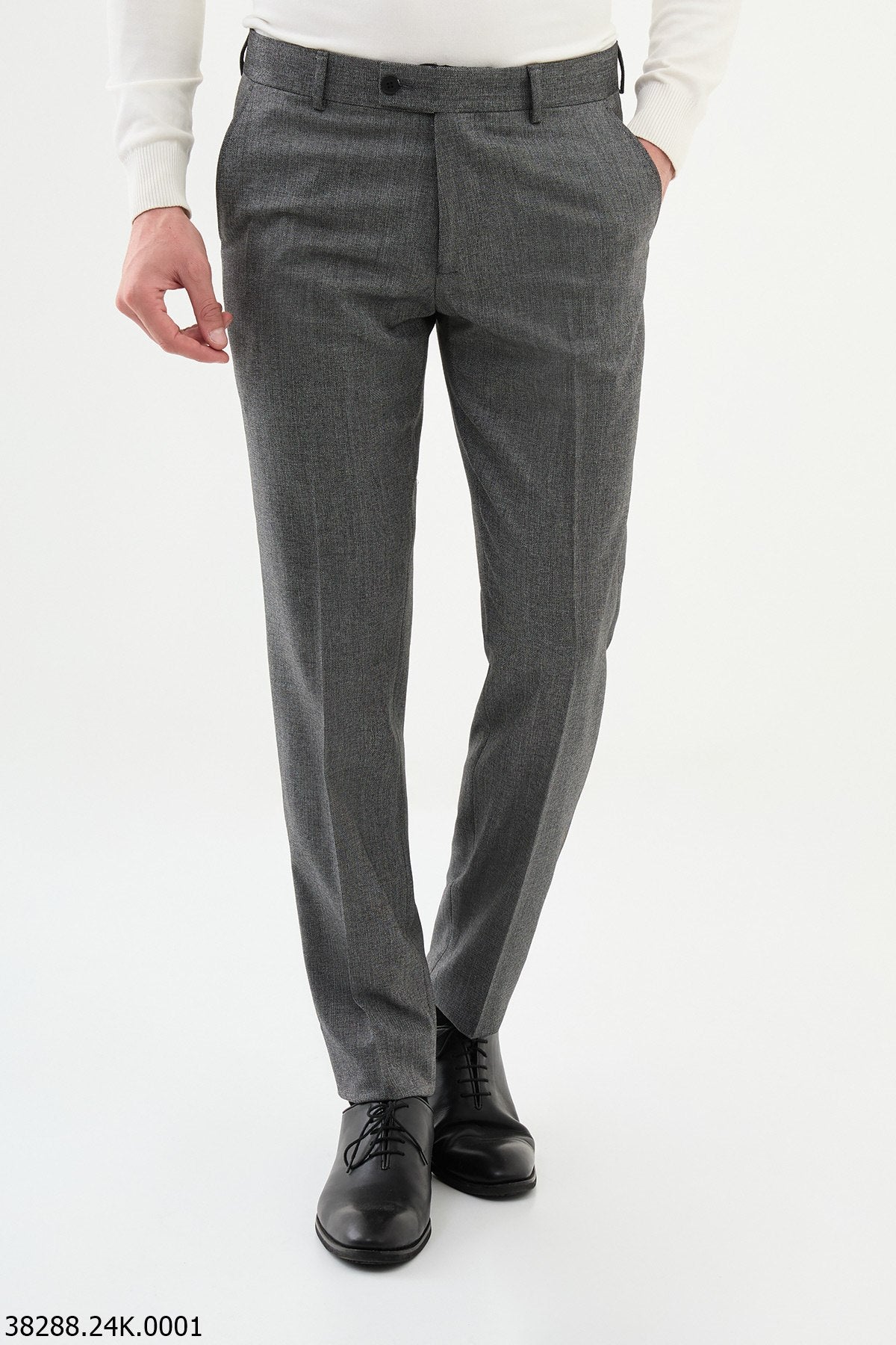 Men's Tailored Gray Slim-Fit Dress Pants.