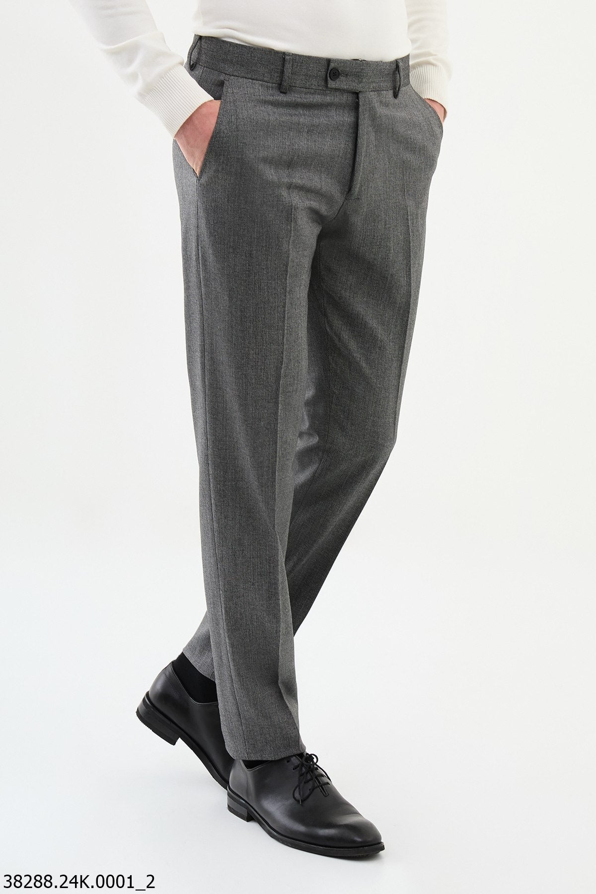 Men's Tailored Gray Slim-Fit Dress Pants.