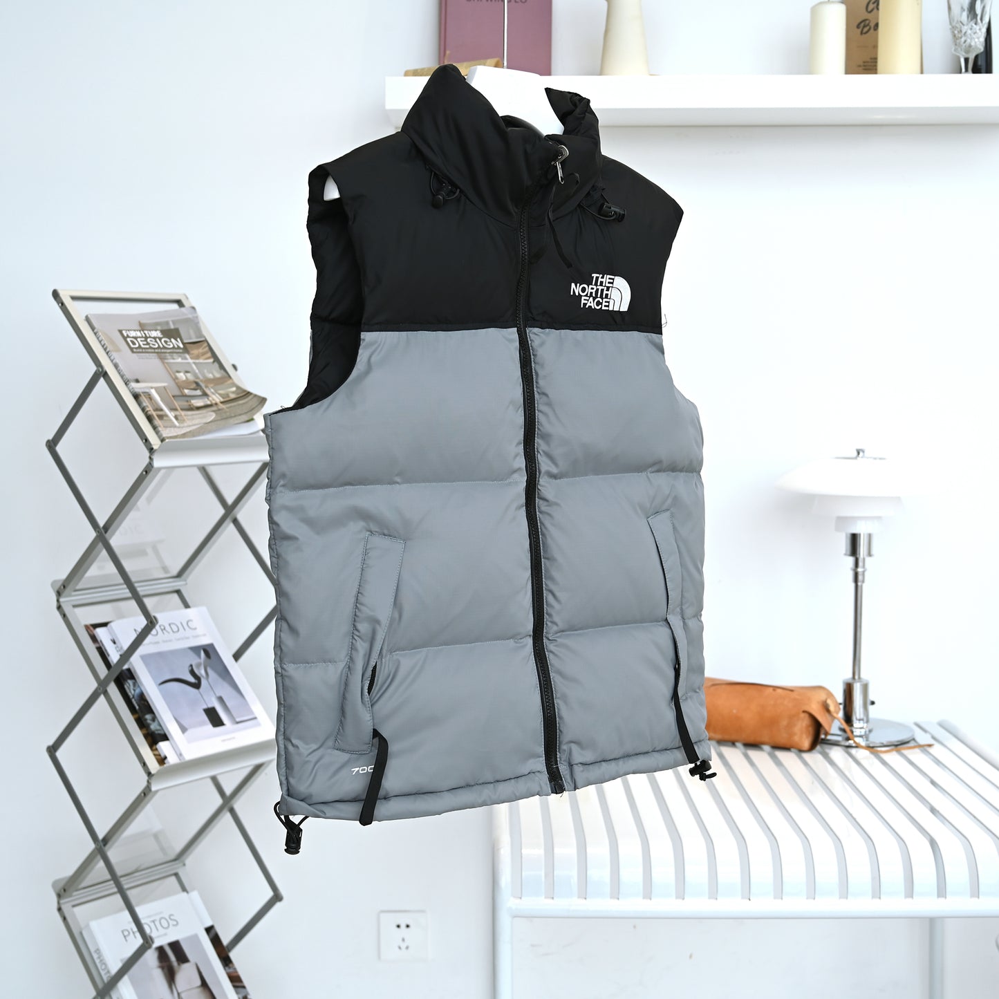 The North Face 1996 Retro Nuptse Gray Black Down Vest