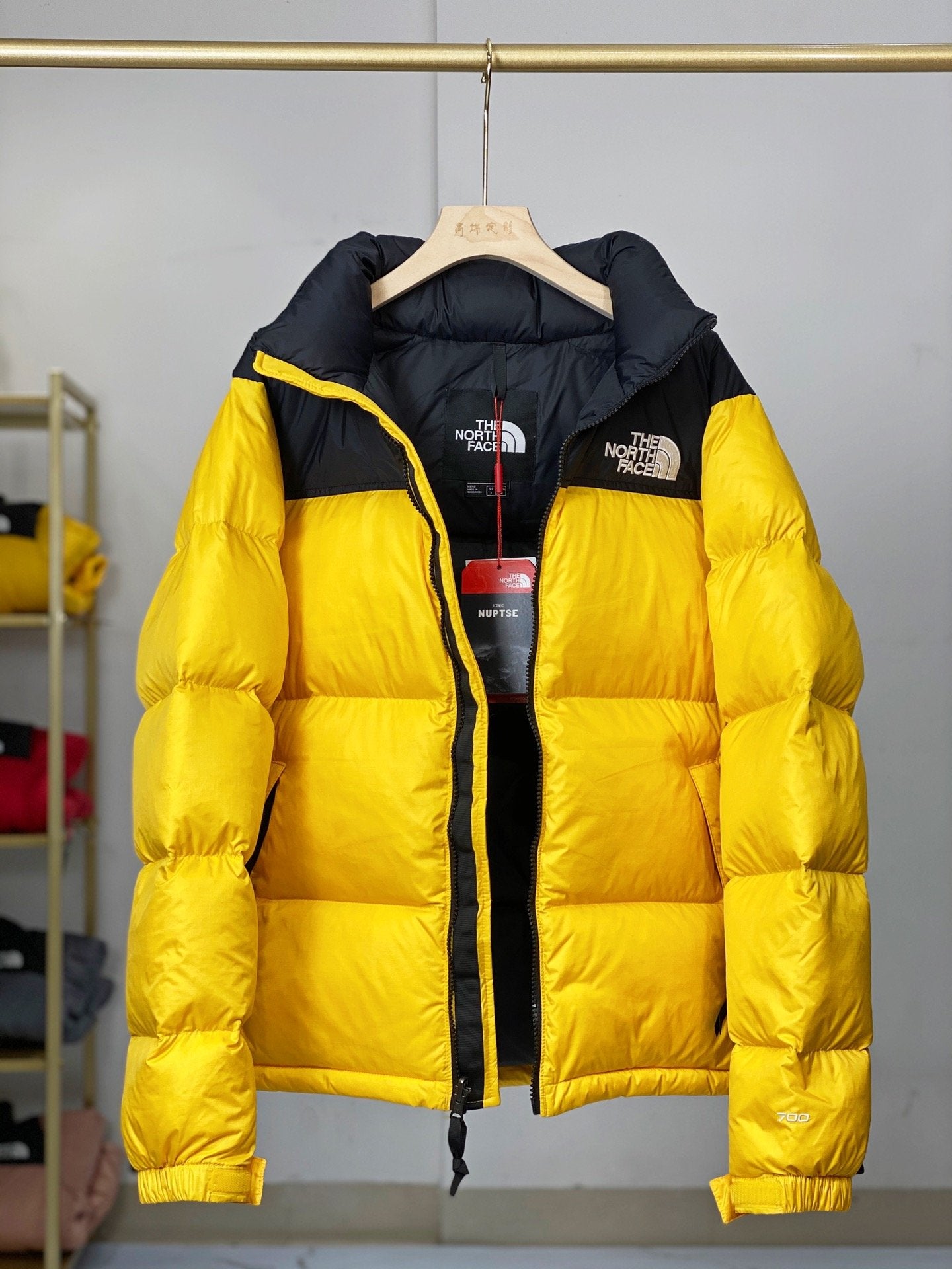 North Face-inspired 1996 Retro Nuptse Yellow Black Jacket