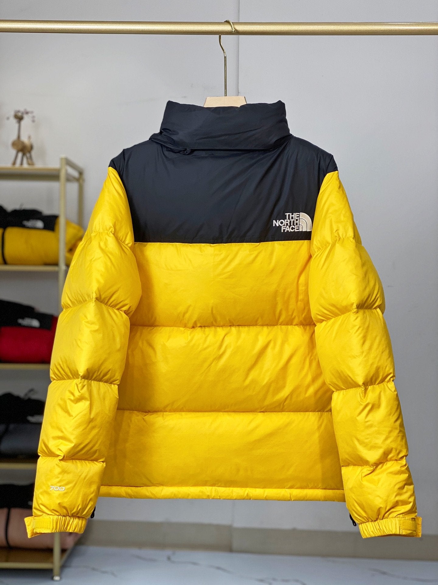 North Face-inspired 1996 Retro Nuptse Yellow Black Jacket